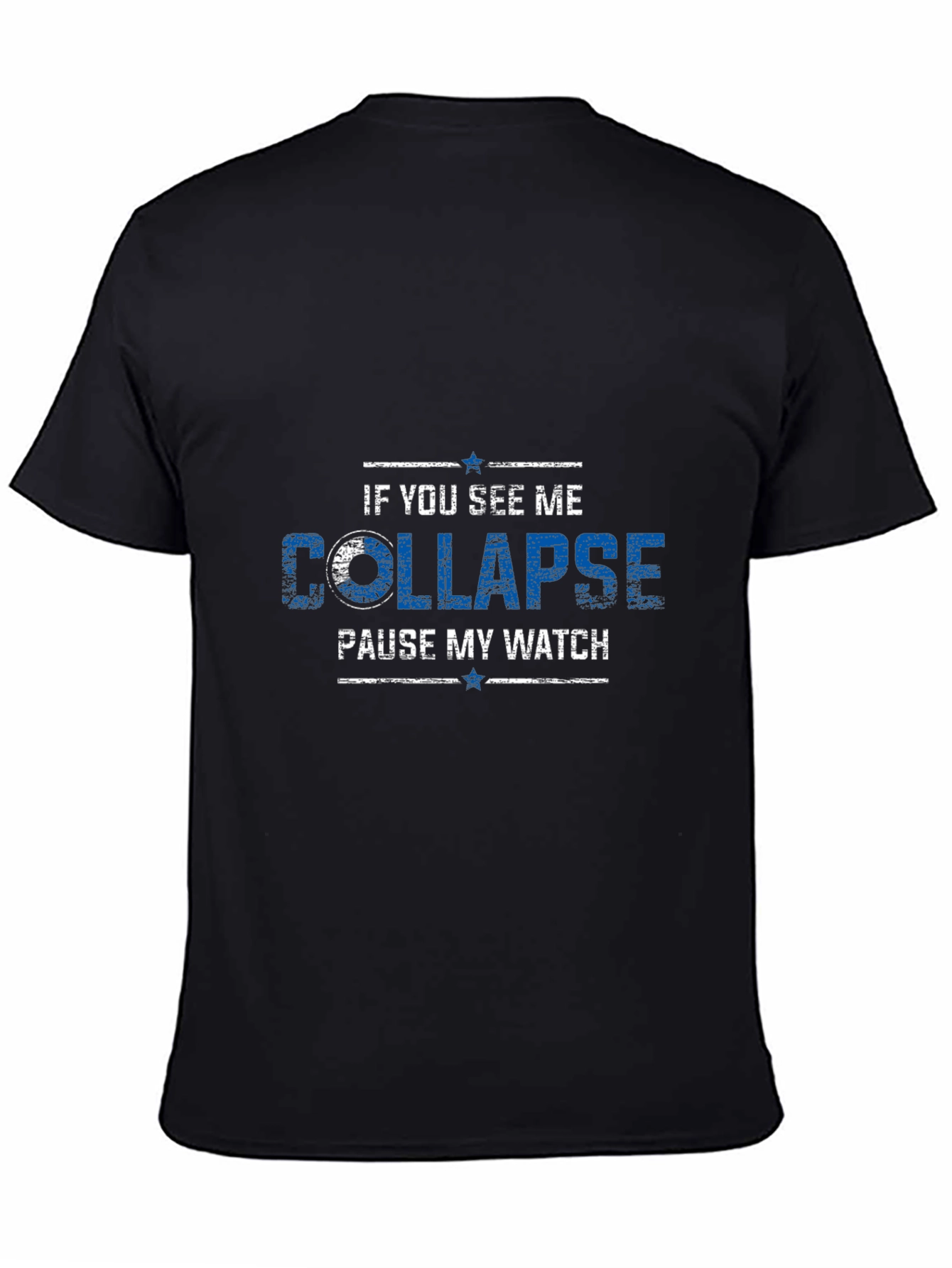Black Collapse Pause My Watch Graphic Tee - Black Cotton Shirt view 4
