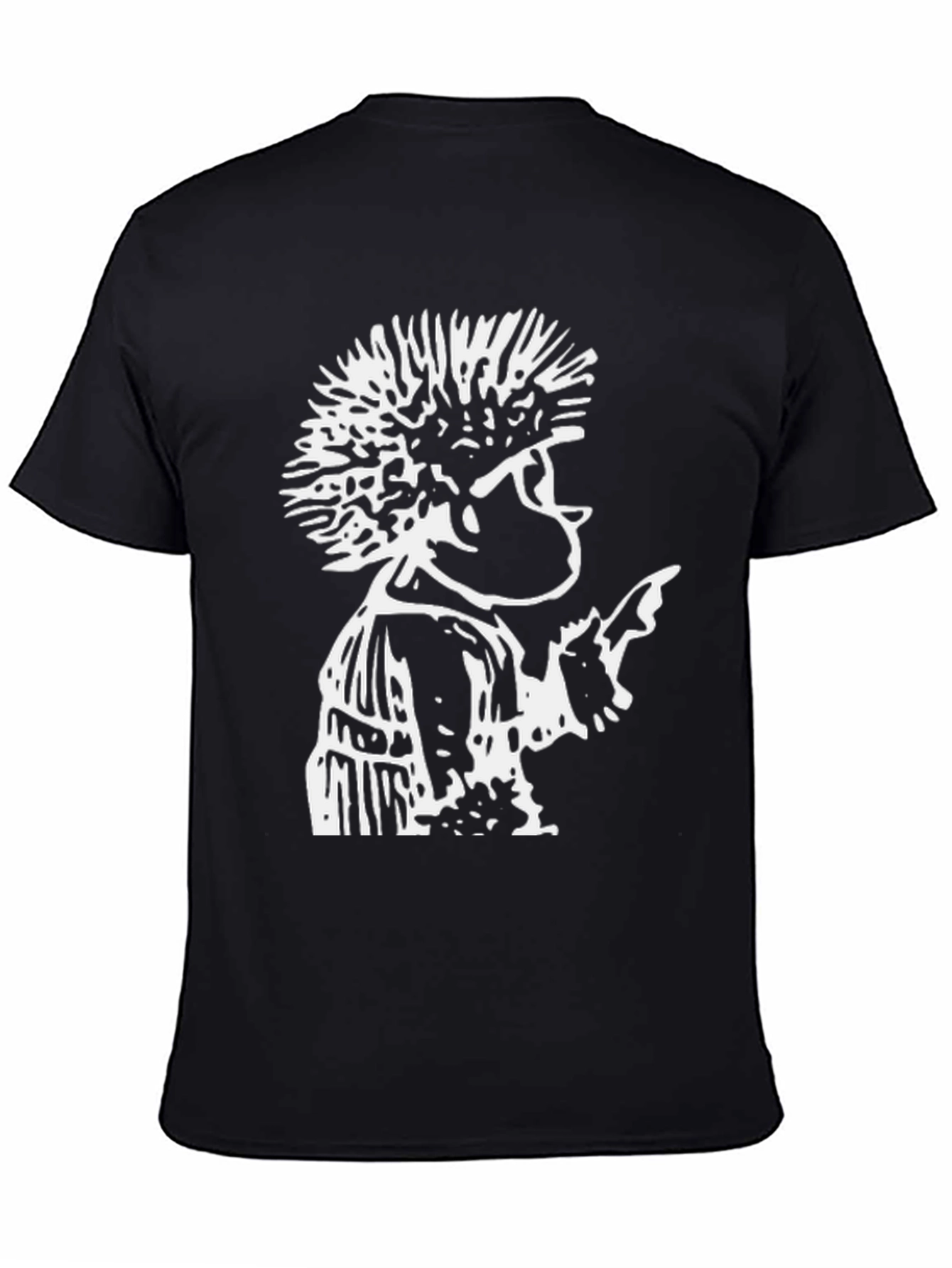 Black Retro Punk Graphic Tee - Black Cotton T-Shirt view 4