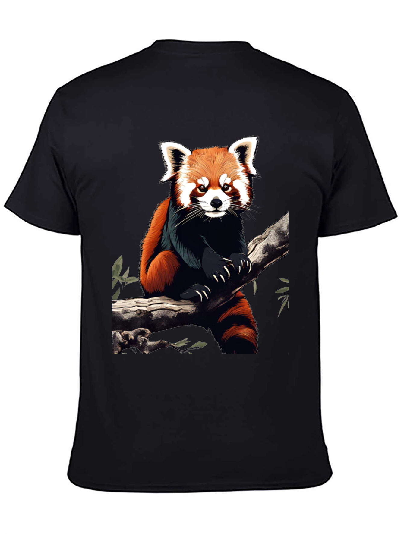 Black Red Panda Graphic Tee - Black Cotton Blend view 4