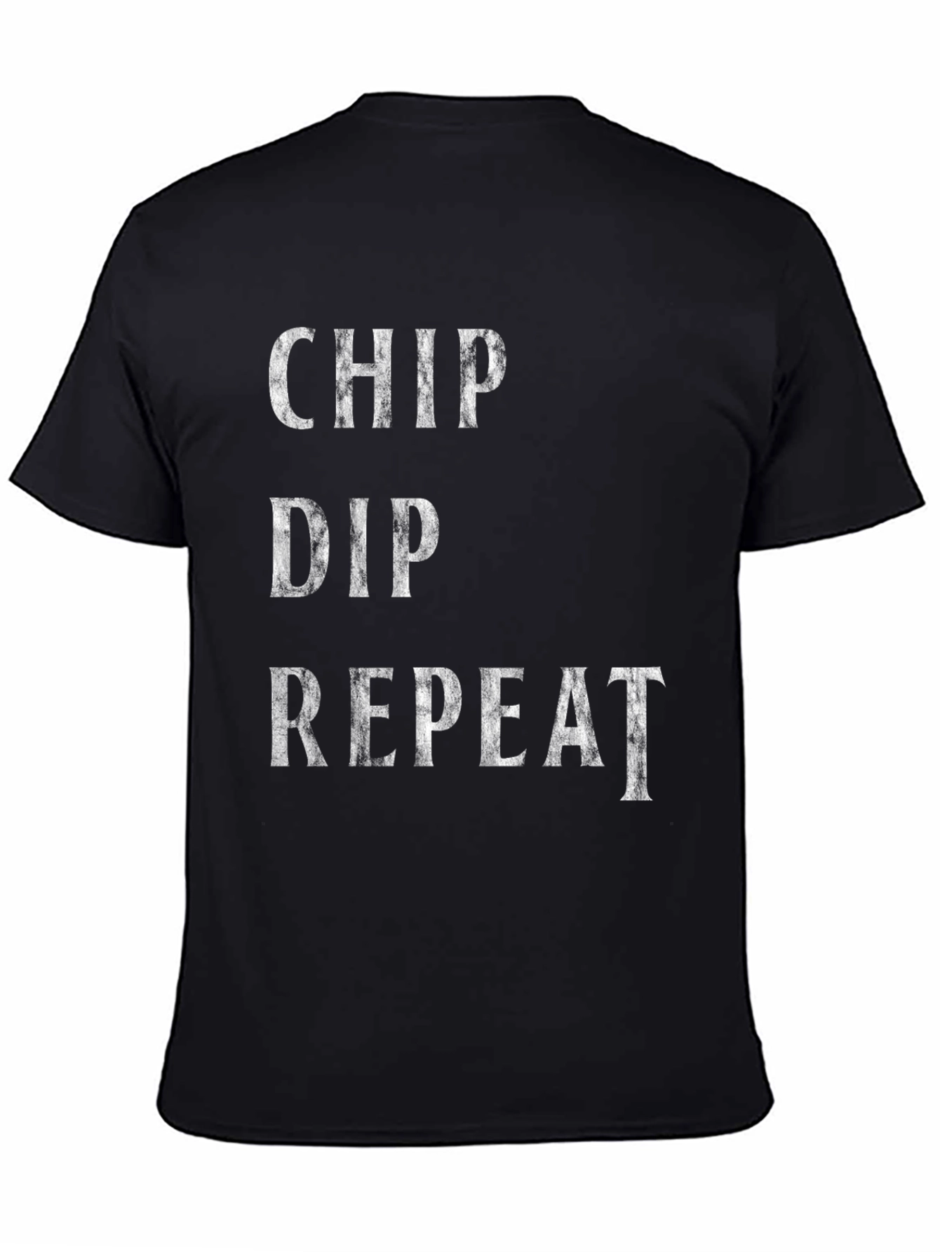 Black Chip Dip Repeat Graphic Tee - Funny Food Lover's T-Shirt view 4