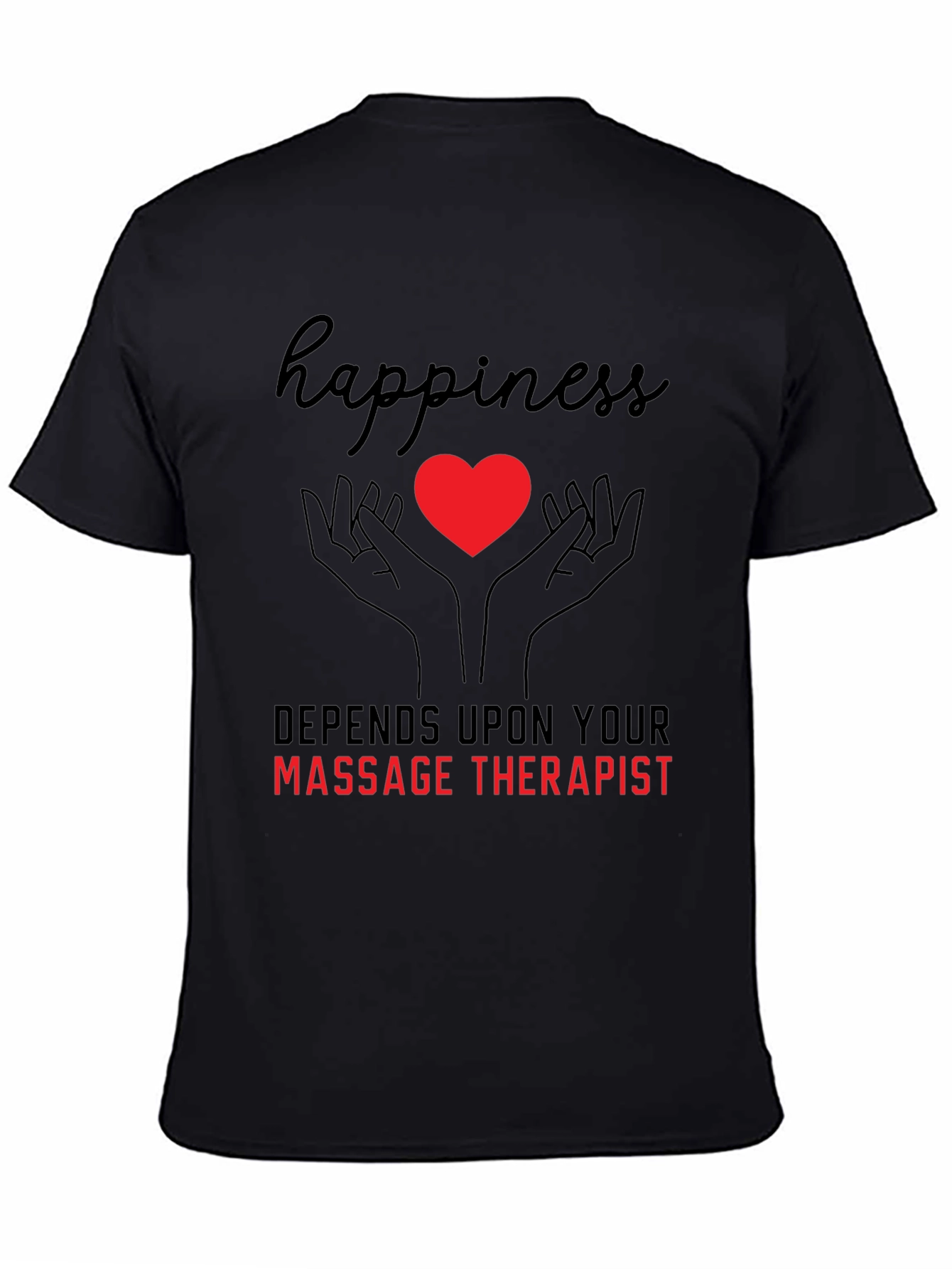 Black Happiness Massage Therapist T-Shirt view 4