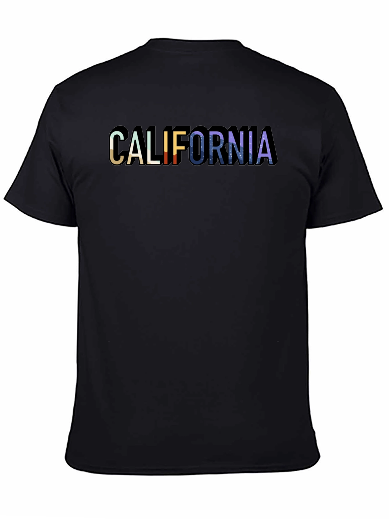 Black California Graphic Print Crew Neck T-Shirt view 4