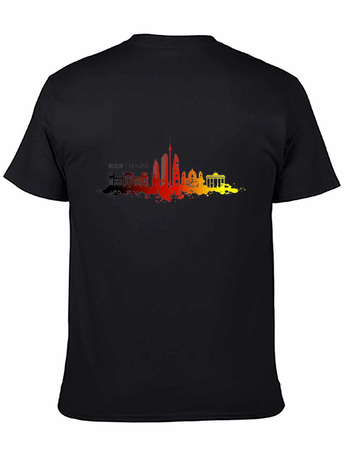 Black Berlin Skyline Men's Black Graphic Tee view 4