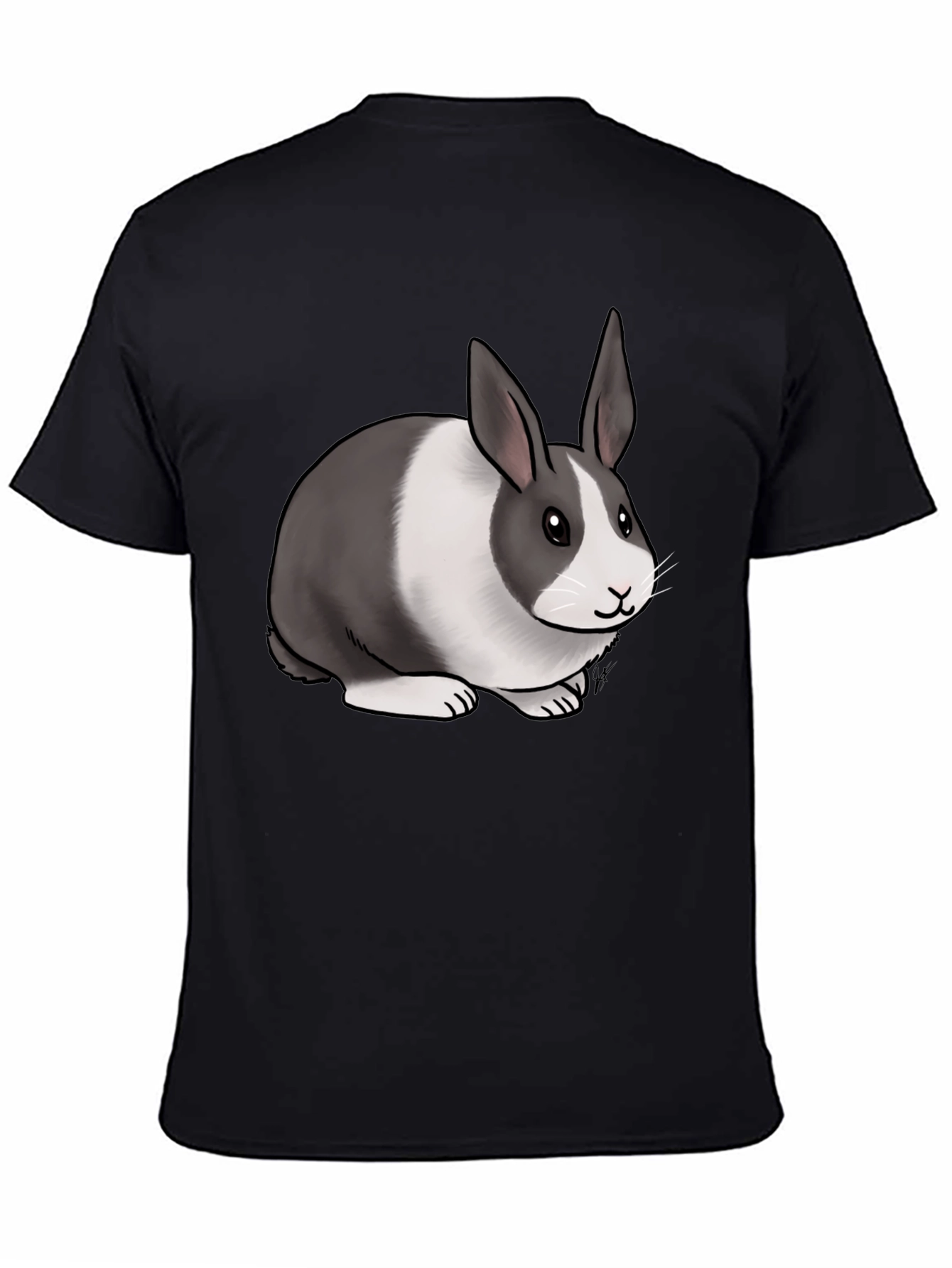 Black Cute Dutch Rabbit Graphic T-Shirt - Unisex Cotton Tee view 4