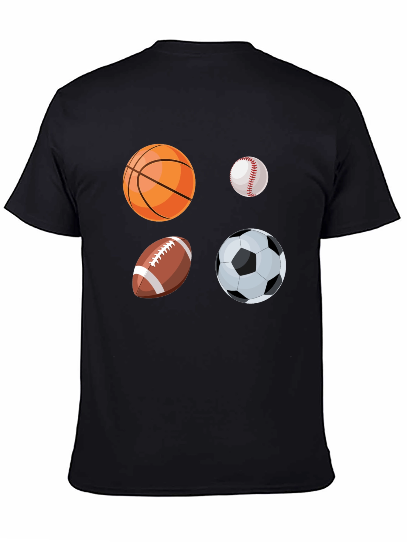 Black Sports Ball Graphic Tee - Black Cotton Blend T-Shirt view 4