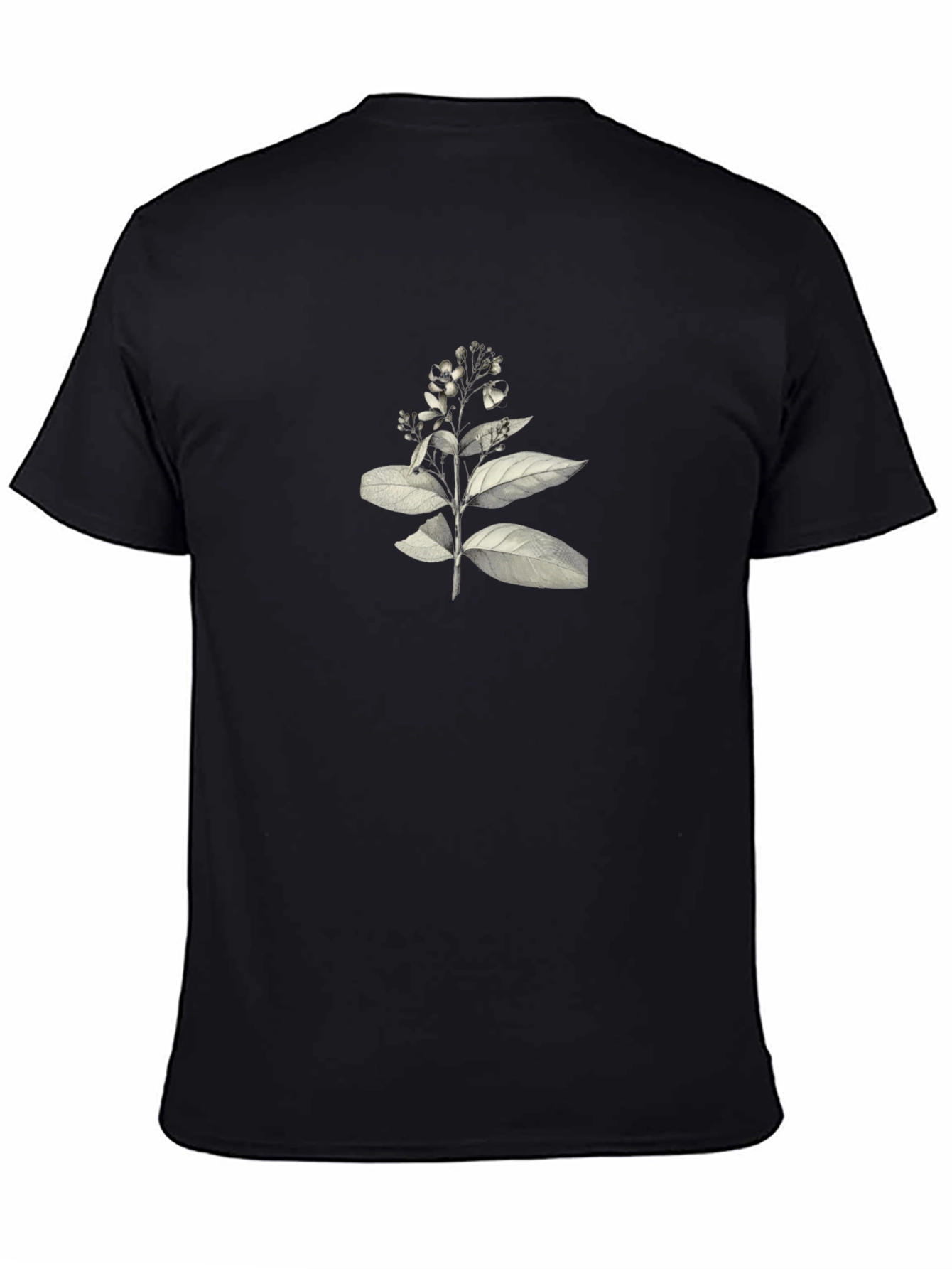 Black Botanical Print Black Tee view 4