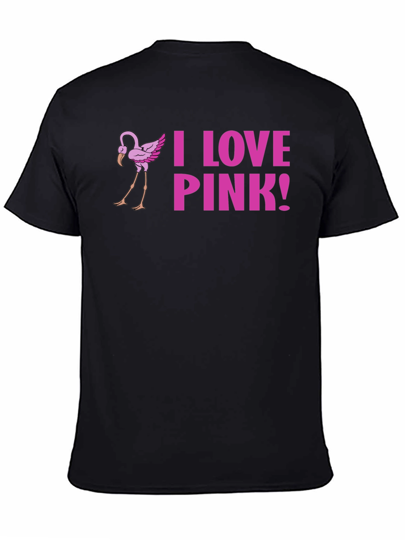 Black I Love Pink! Flamingo Graphic Tee view 4