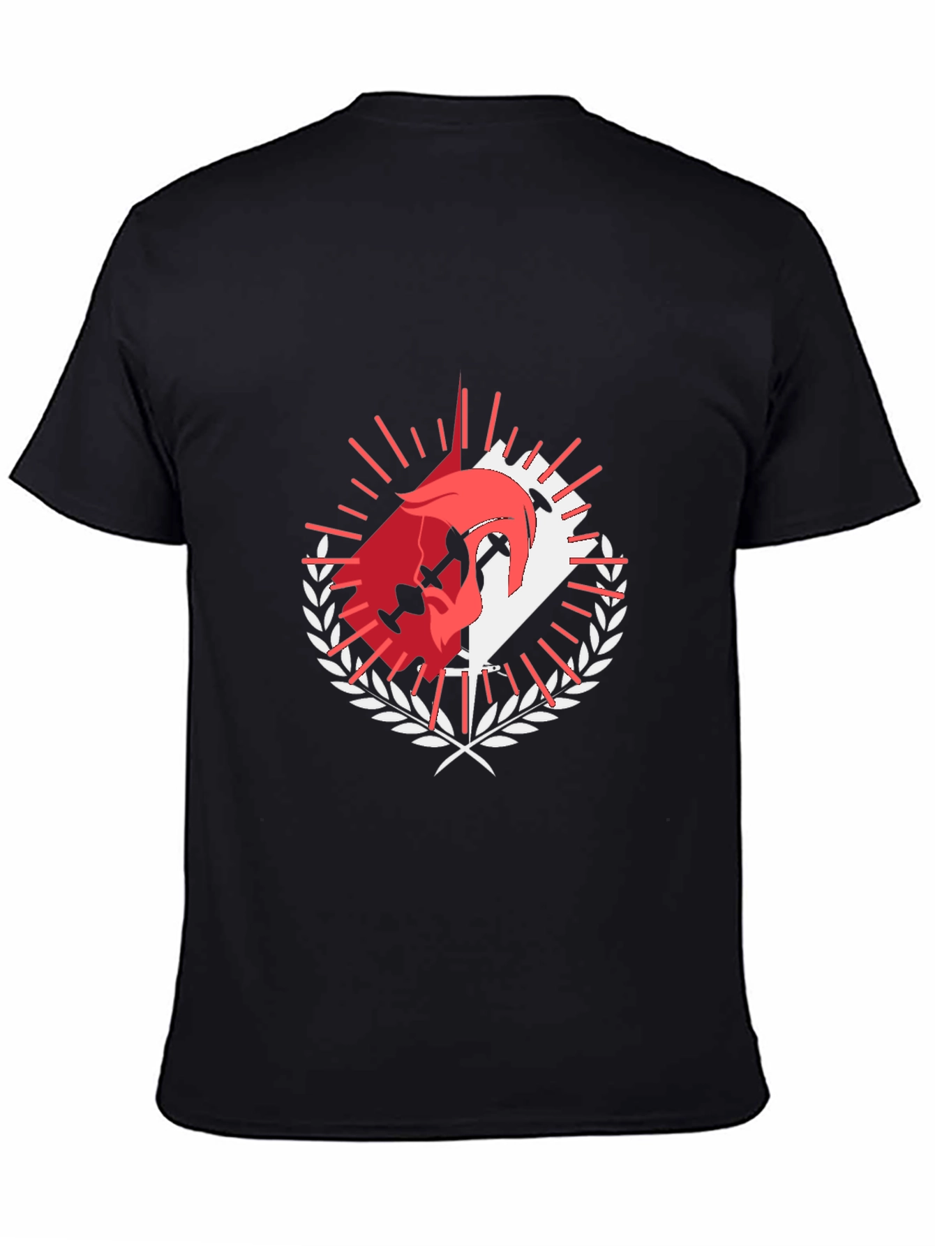 Black Graphic Tee: Dueling Swords & Laurel Wreath Design view 4