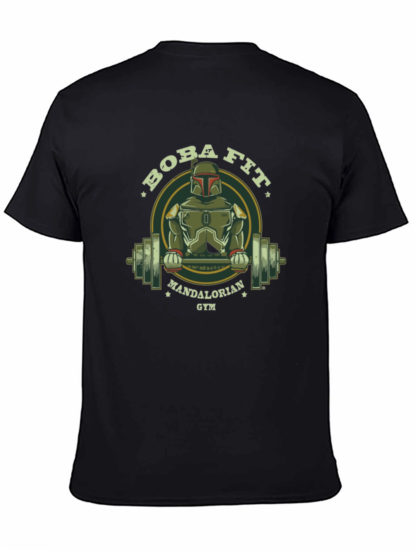 Black Boba Fit Mandalorian Gym T-Shirt view 4