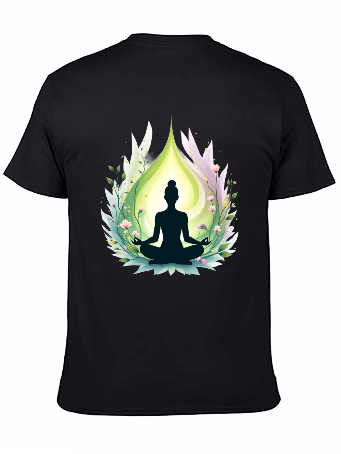 Black Meditative Bliss T-Shirt - Yoga Design view 4
