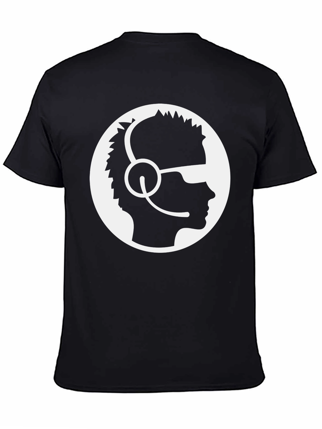 Black Gamer Profile T-Shirt - Black, Headset Design view 4