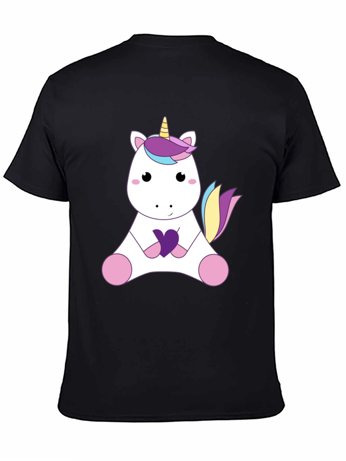 Black Unicorn Graphic T-Shirt - Cute Cartoon Design view 4