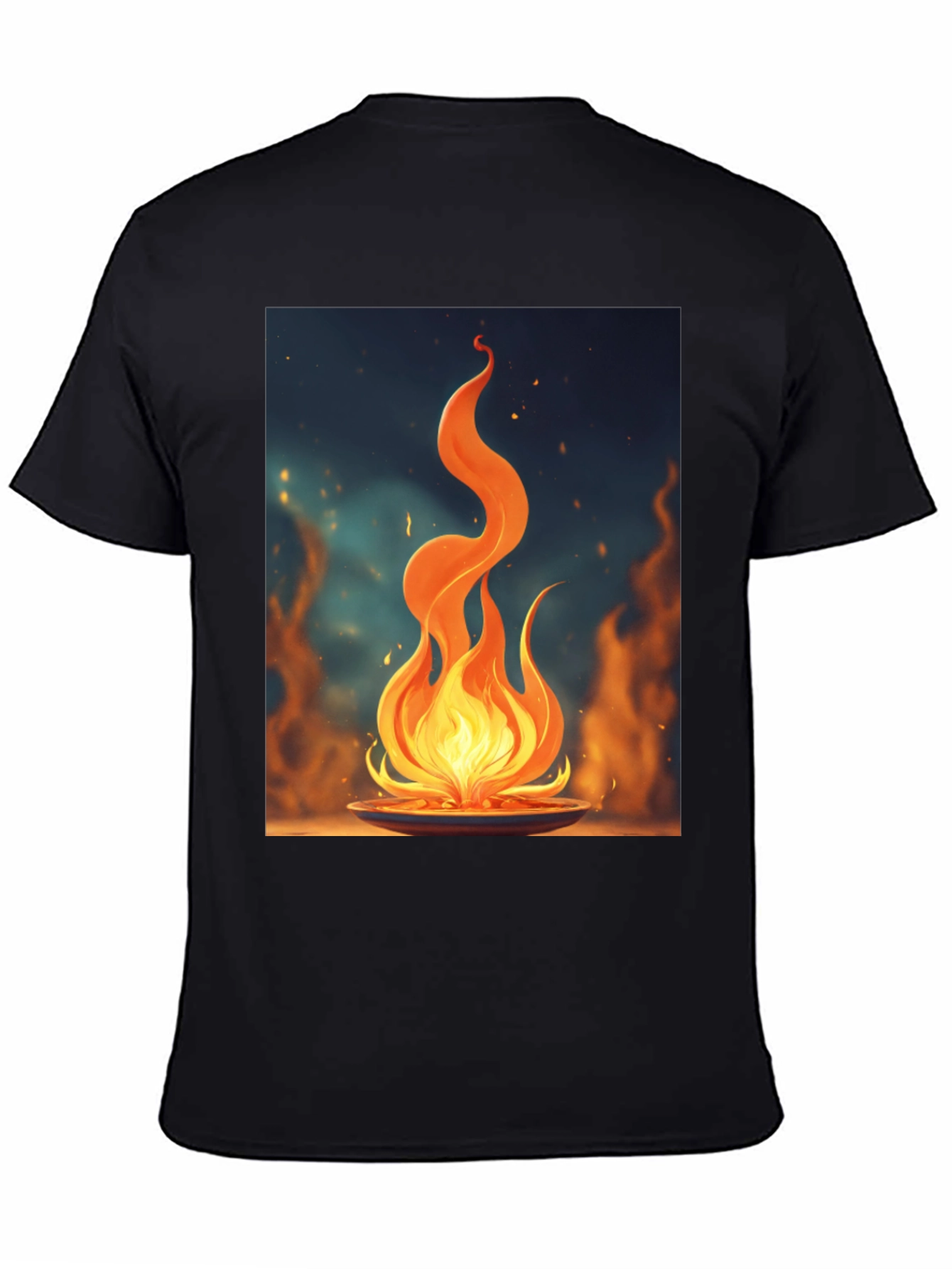Black Fiery Flame Graphic Tee - Bold Statement Shirt view 4