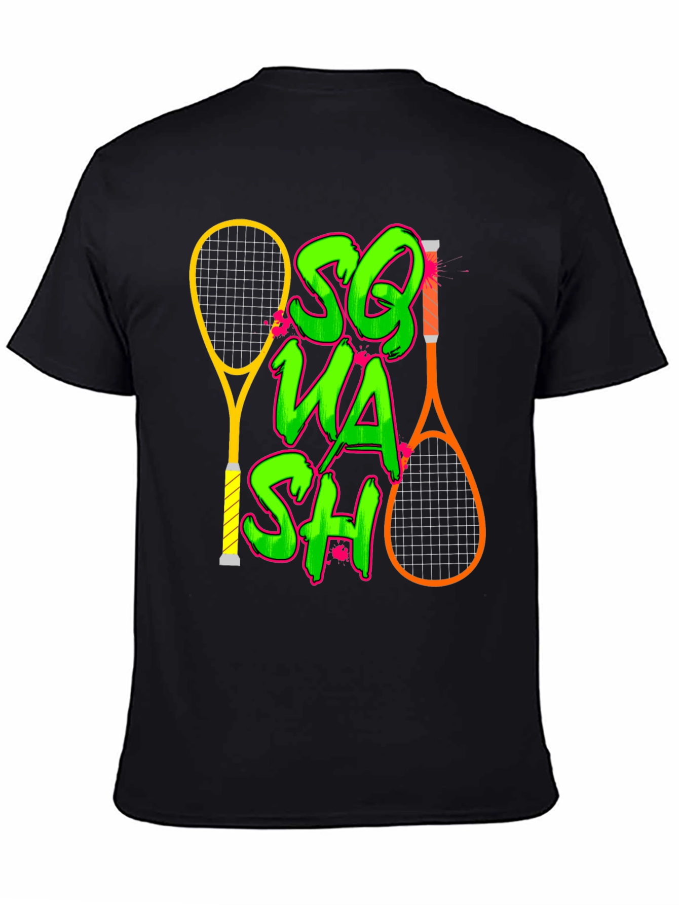 Black Squash Racket Graphic T-Shirt view 4