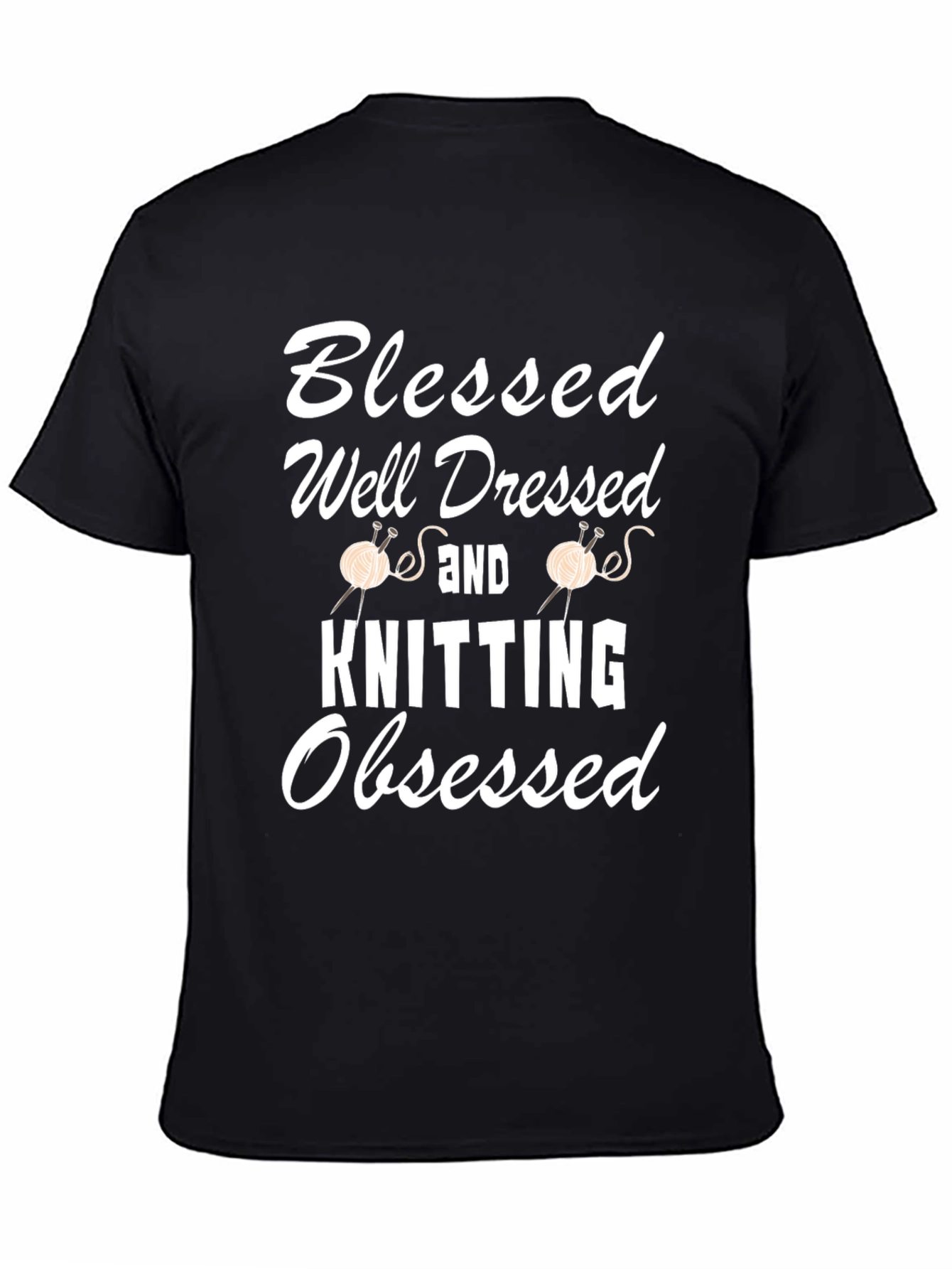 Black Blessed Well Dressed Knitting Obsessed T-Shirt view 4
