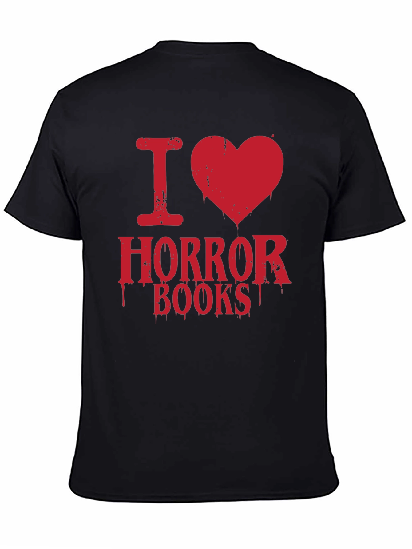 Black I Heart Horror Books T-Shirt view 4
