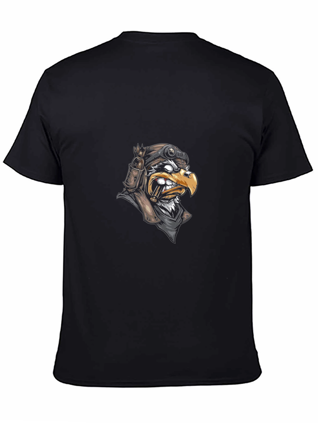 Black Men's Black T-Shirt with Eagle Aviator Graphic view 4
