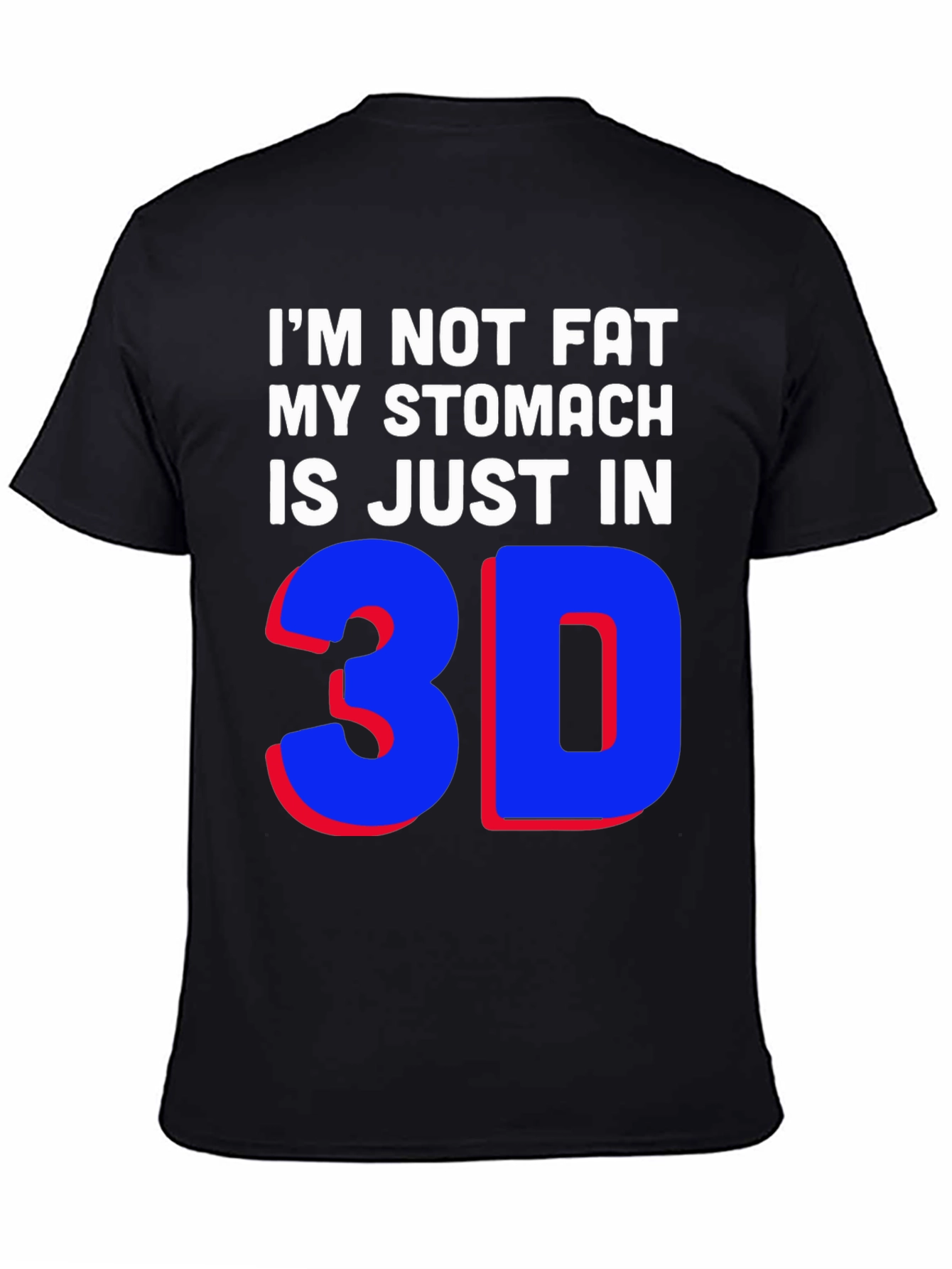 Black Funny 3D Stomach T-Shirt - Black Graphic Tee view 4