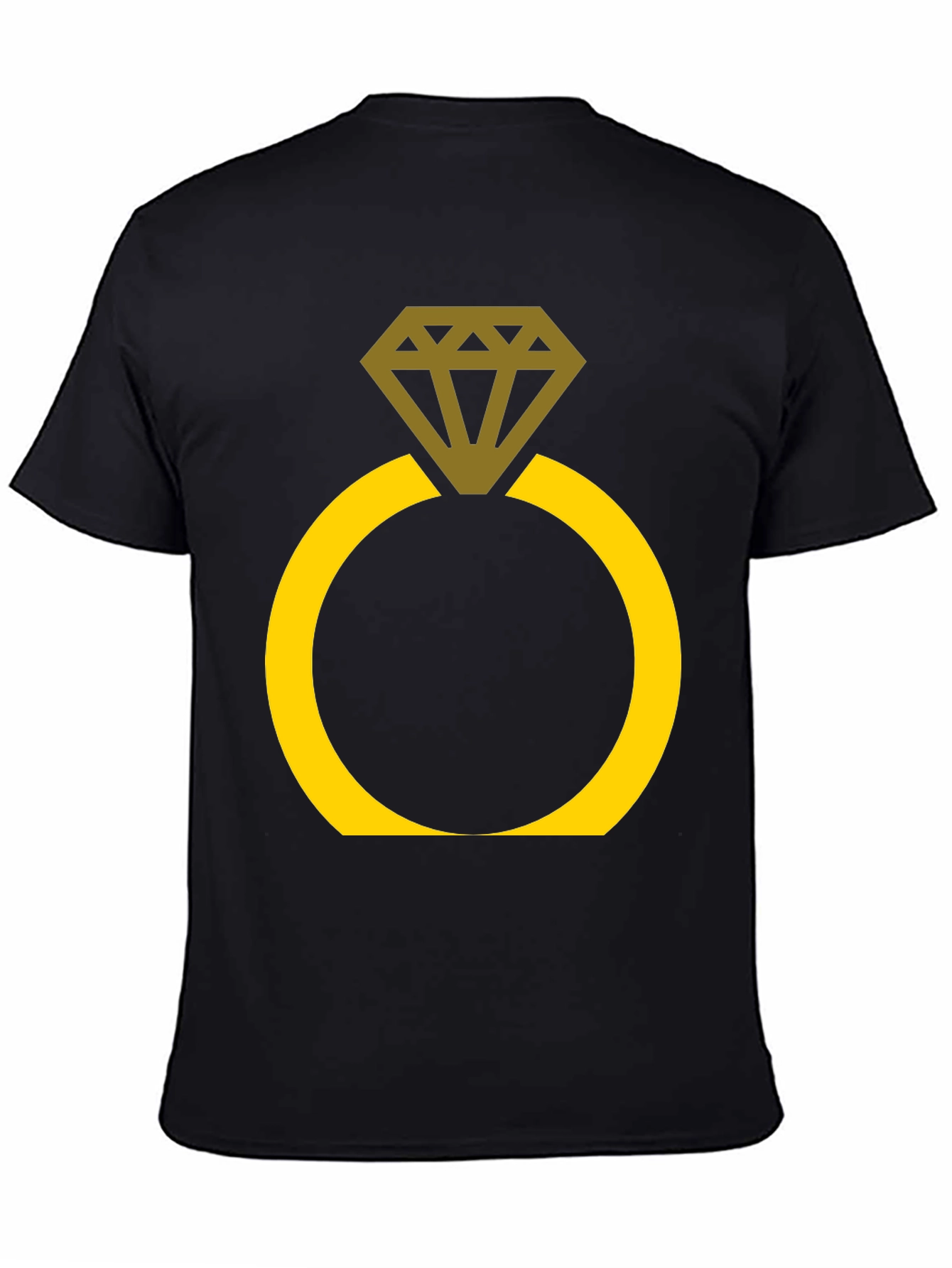 Black Engagement Ring Graphic Tee - Novelty Black T-Shirt view 4