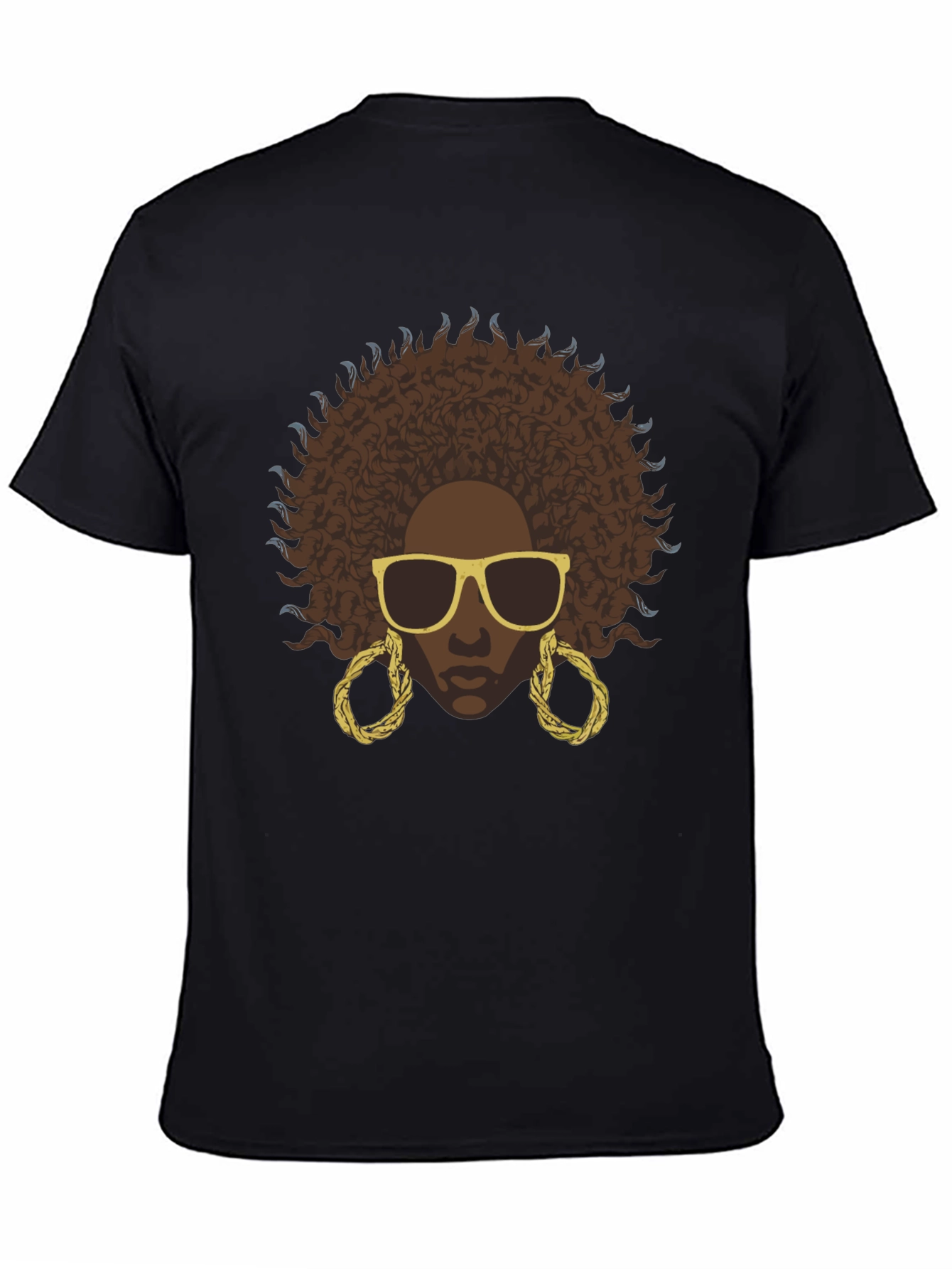 Black Afro Woman Graphic Black T-Shirt view 4