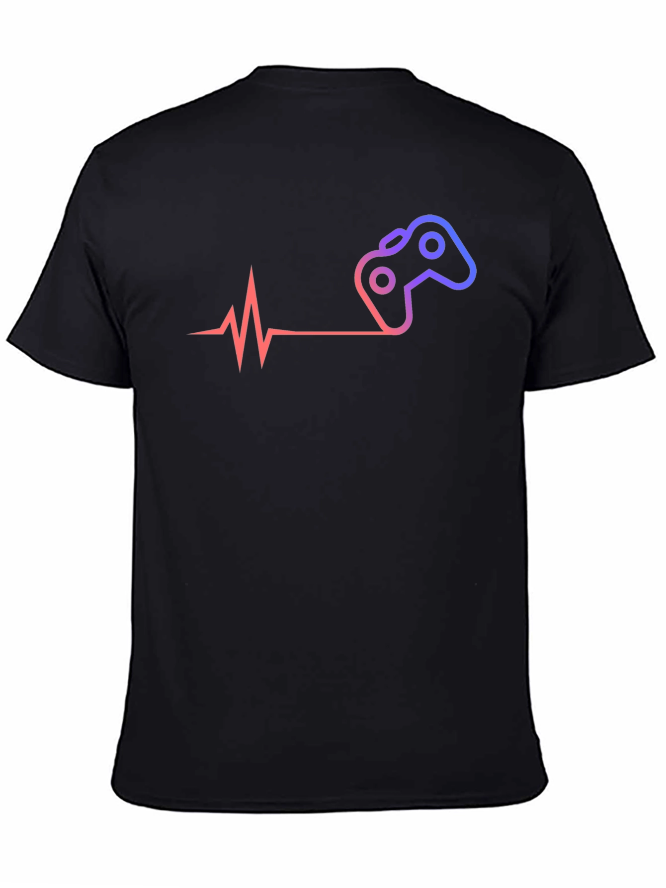 Black Gamer Heartbeat T-Shirt - Black Cotton Tee view 4