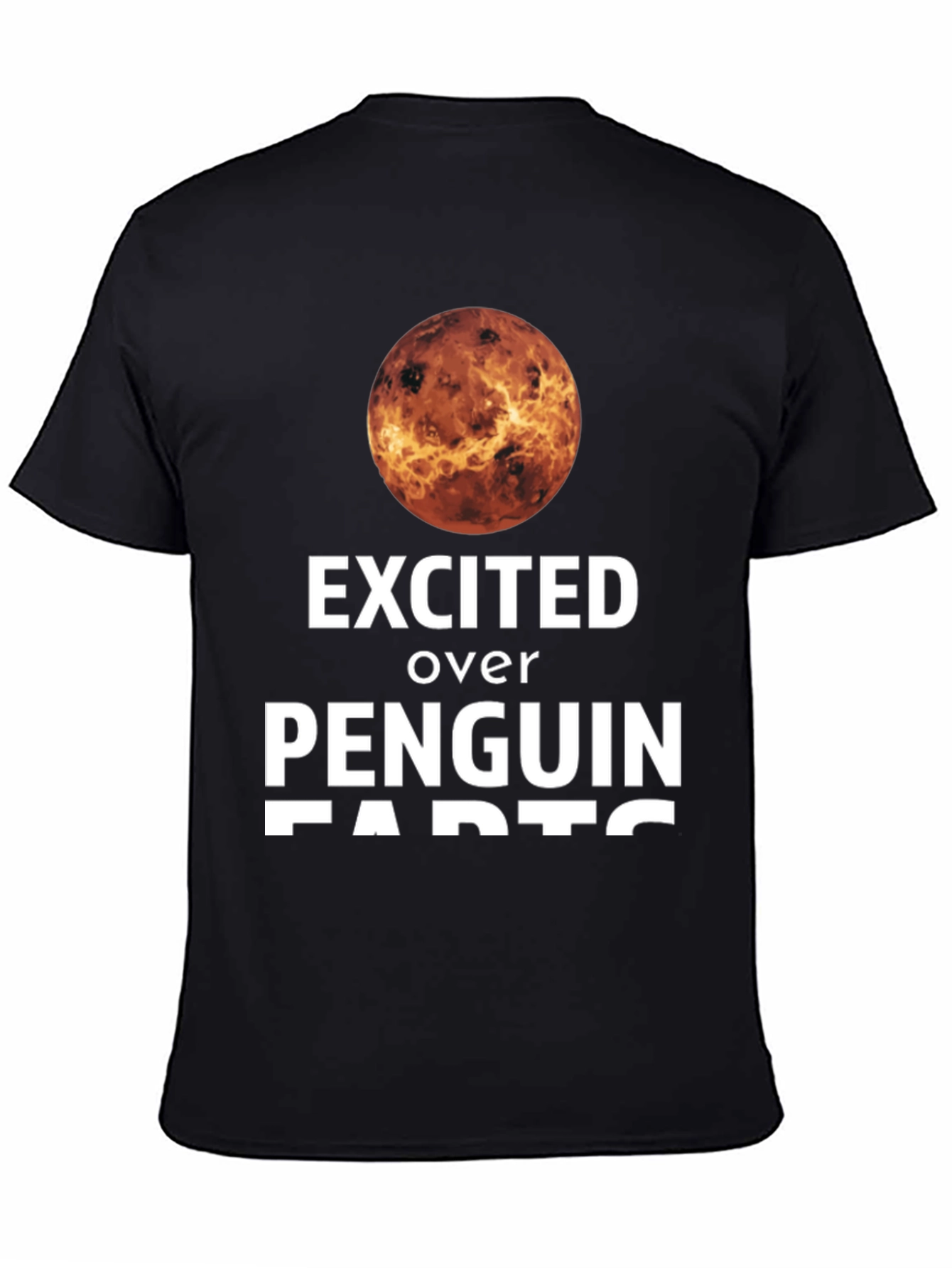 Black Excited Over Penguin Farts T-Shirt view 4