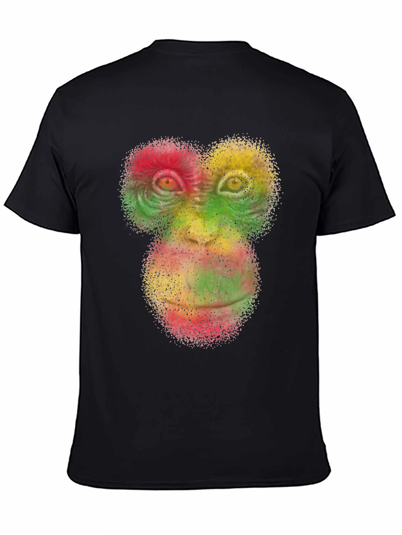 Black Rasta Monkey Face Graphic Tee - Black Cotton T-Shirt view 4
