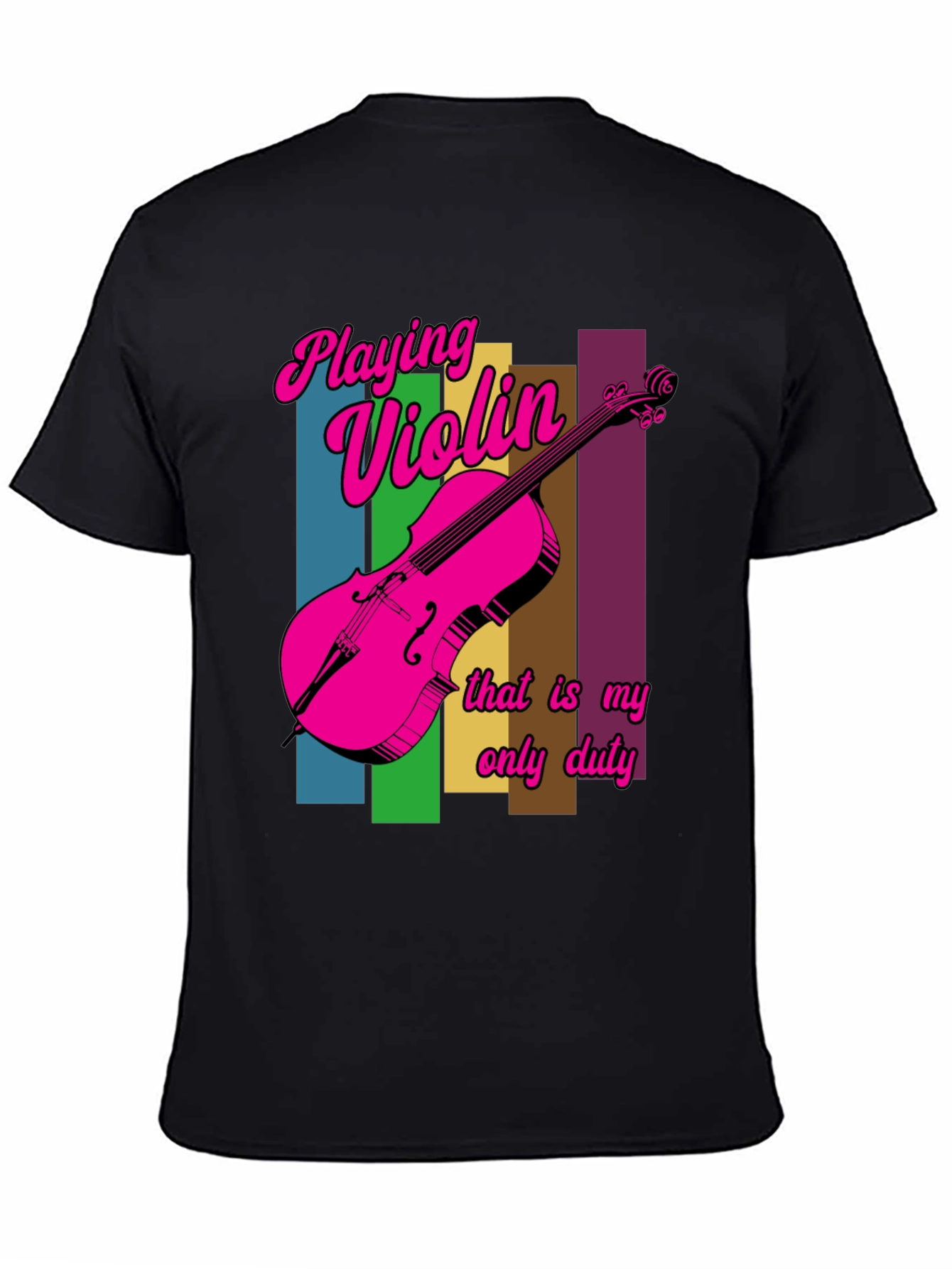 Black Playing Violin T-Shirt - Unique Design view 4