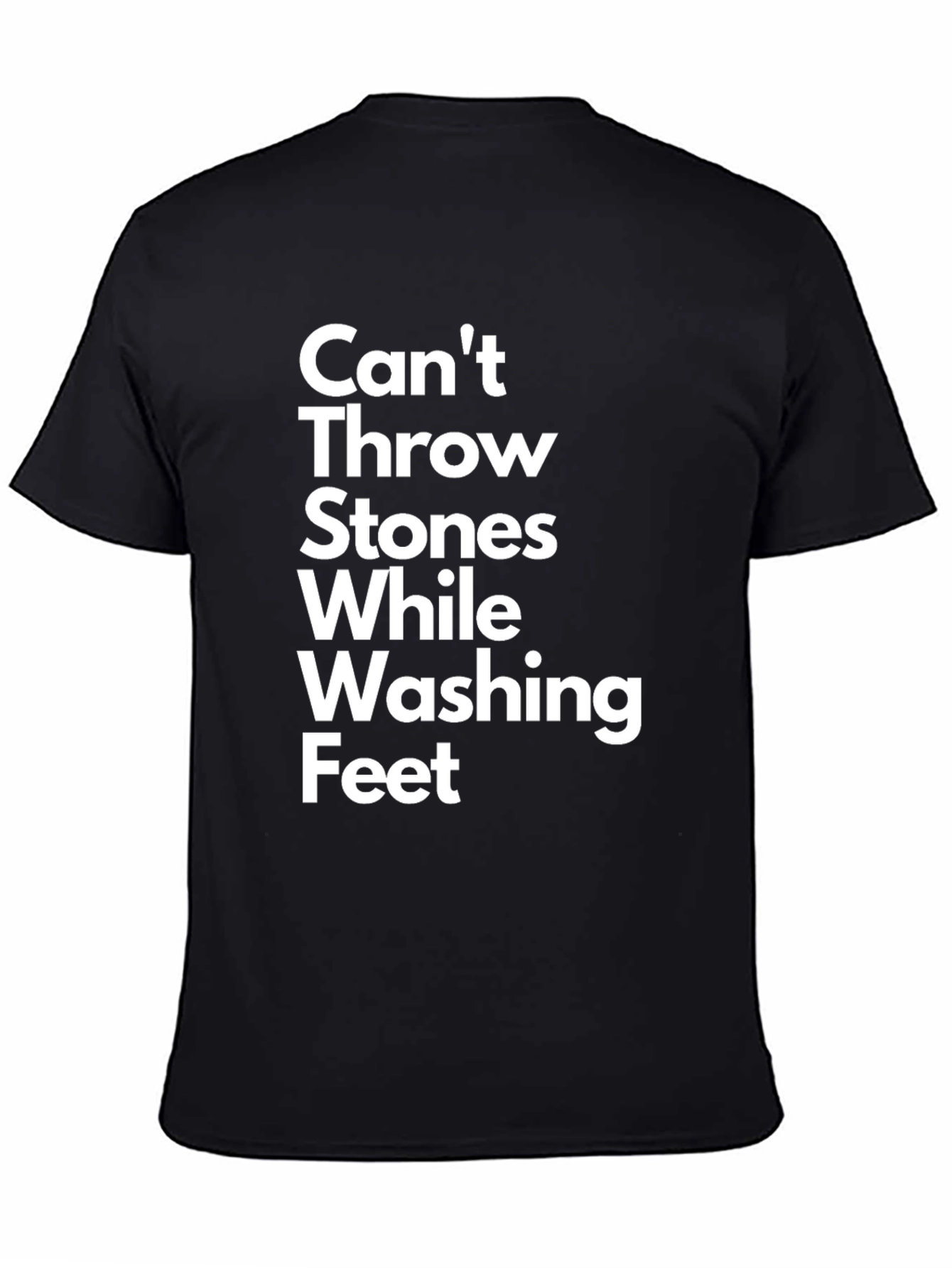 Black Can't Throw Stones T-Shirt - Funny Graphic Tee view 4