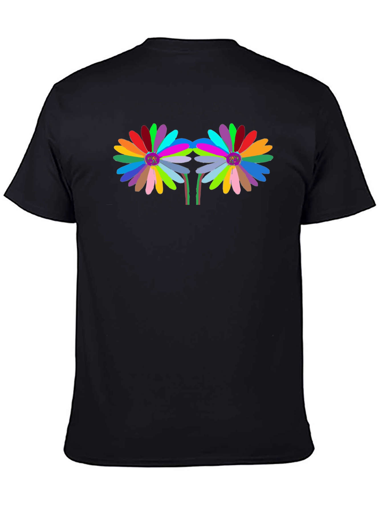 Black Colorful Floral Graphic Black T-Shirt view 4