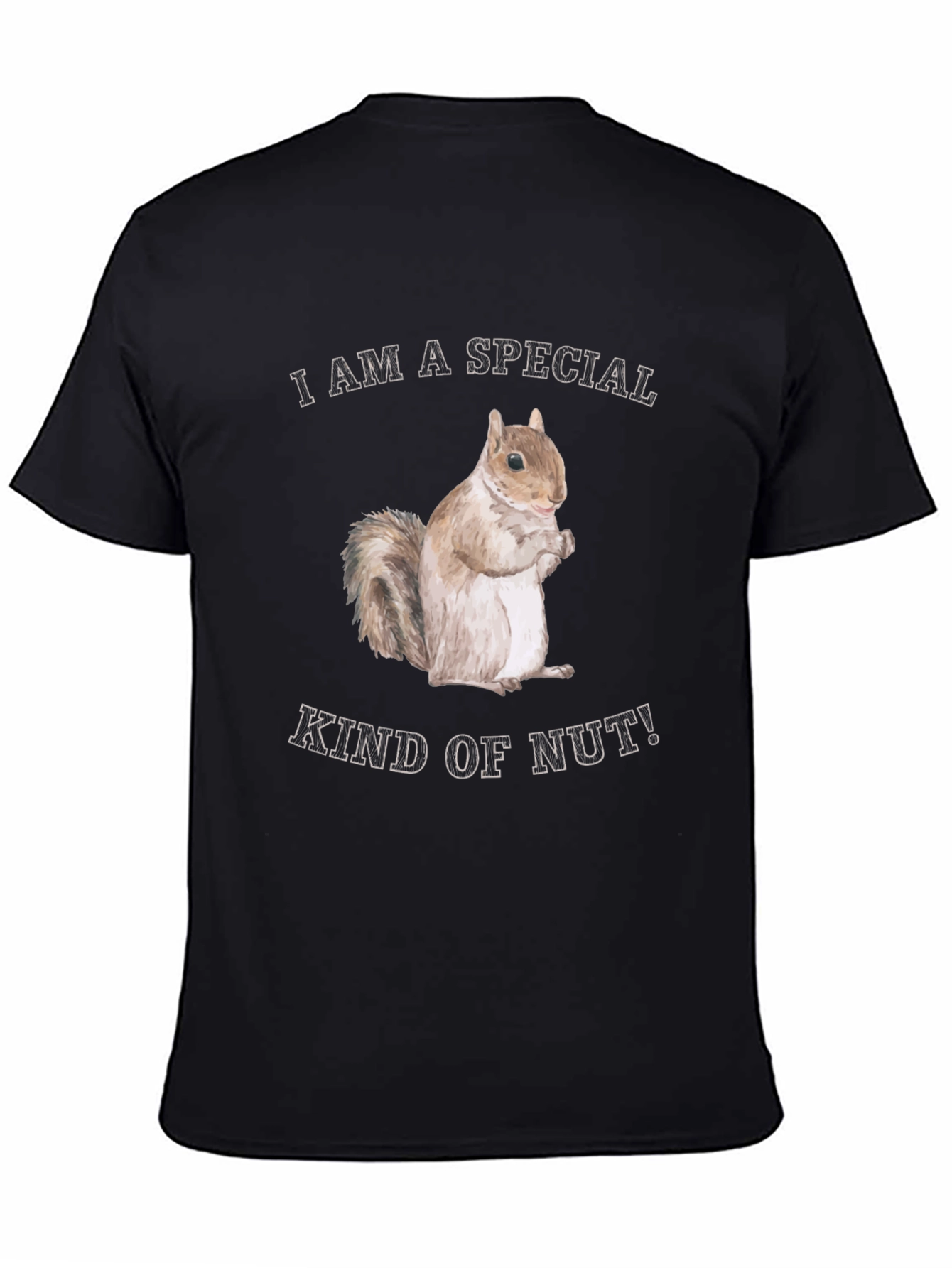 Black Funny Squirrel "Special Kind of Nut" Graphic T-Shirt view 4