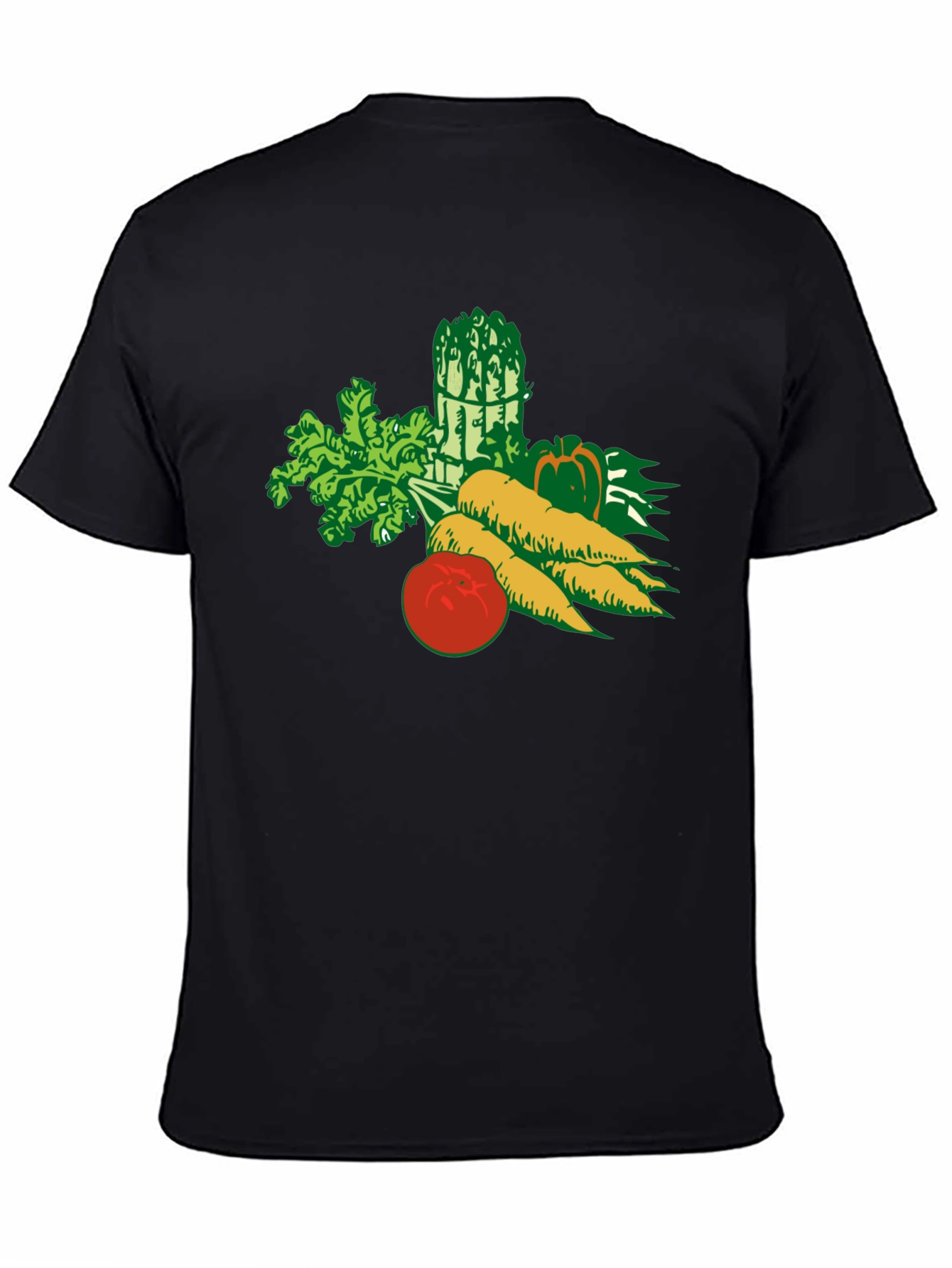 Black Vegetable Print Tee - Black Cotton T-Shirt view 4