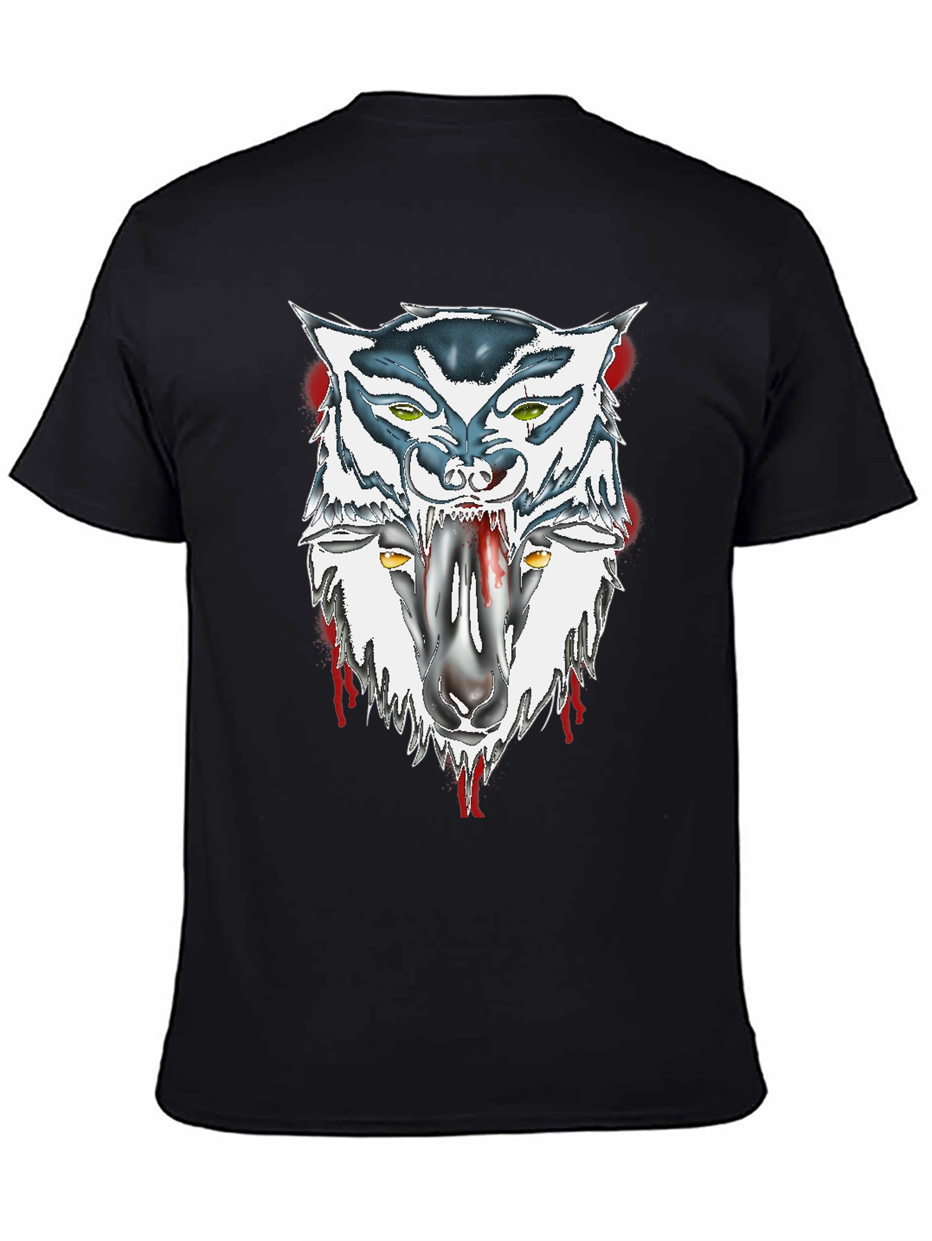 Black Wolf and Sheep Graphic Black T-Shirt view 4