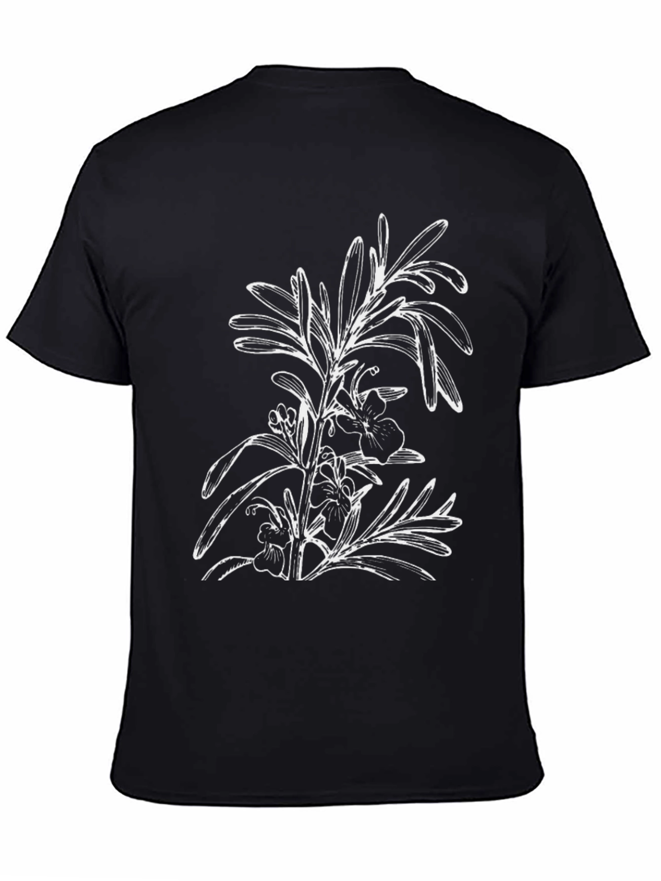 Black Black T-Shirt with Floral Botanical Graphic view 4