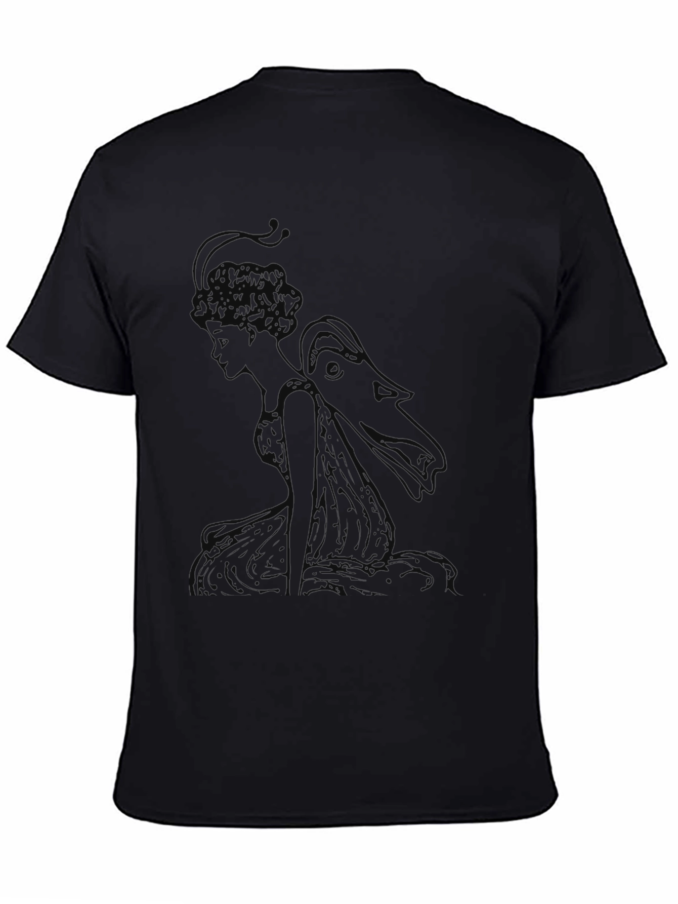 Black Elegant Black T-Shirt with Fairy Graphic view 4