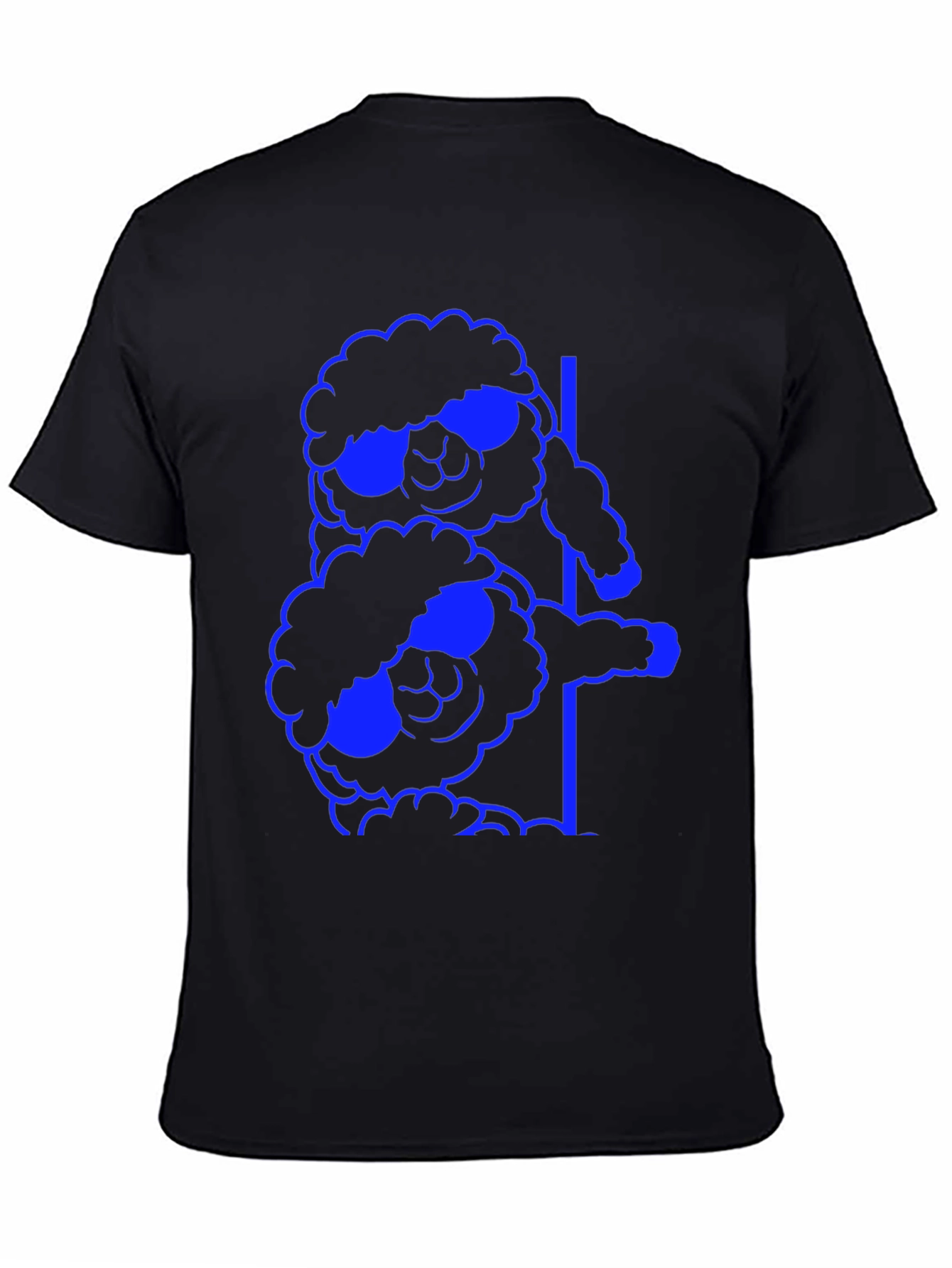 Black Cool Sheep Stack T-Shirt - Black Cotton Tee view 4