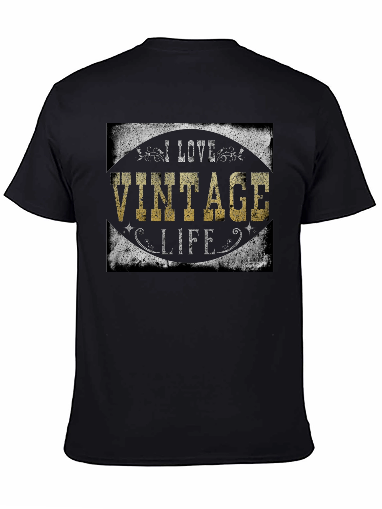 Black I Love Vintage Life Black T-Shirt view 4