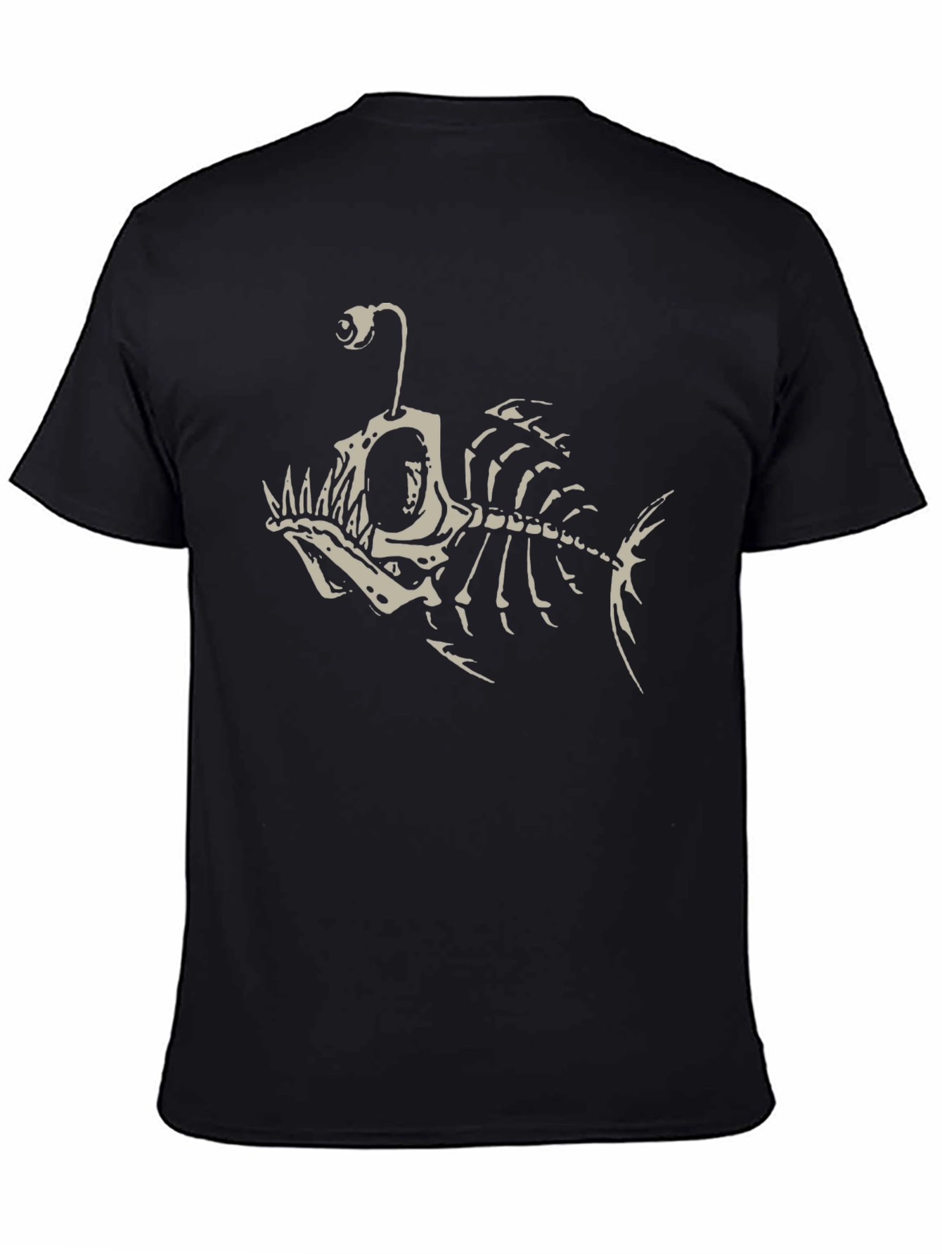 Black Angler Fish Skeleton Graphic Tee - Black Cotton T-Shirt view 4