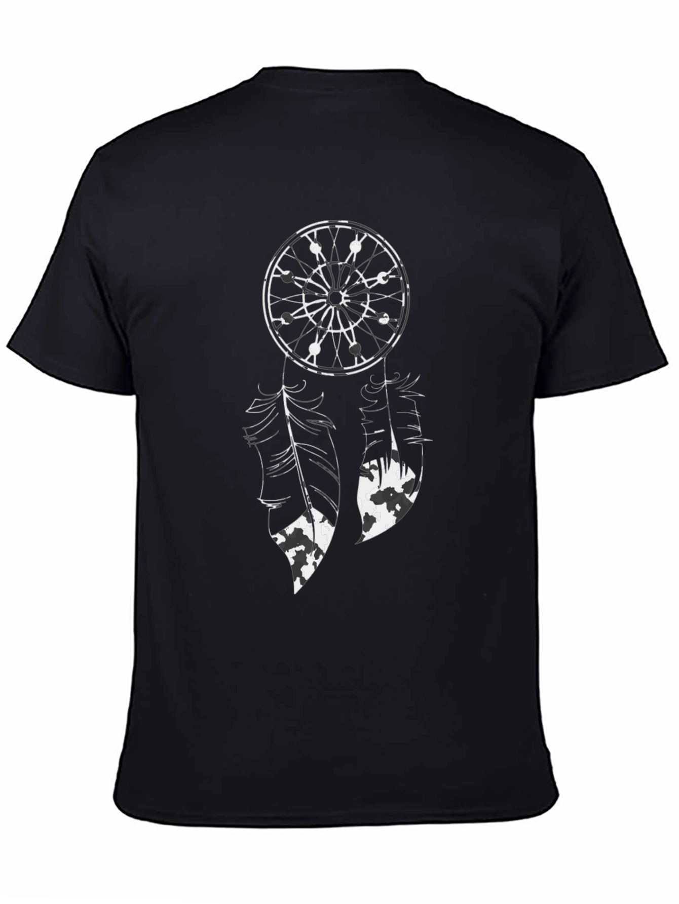 Black Dreamcatcher Graphic Tee - Black Cotton T-Shirt view 4