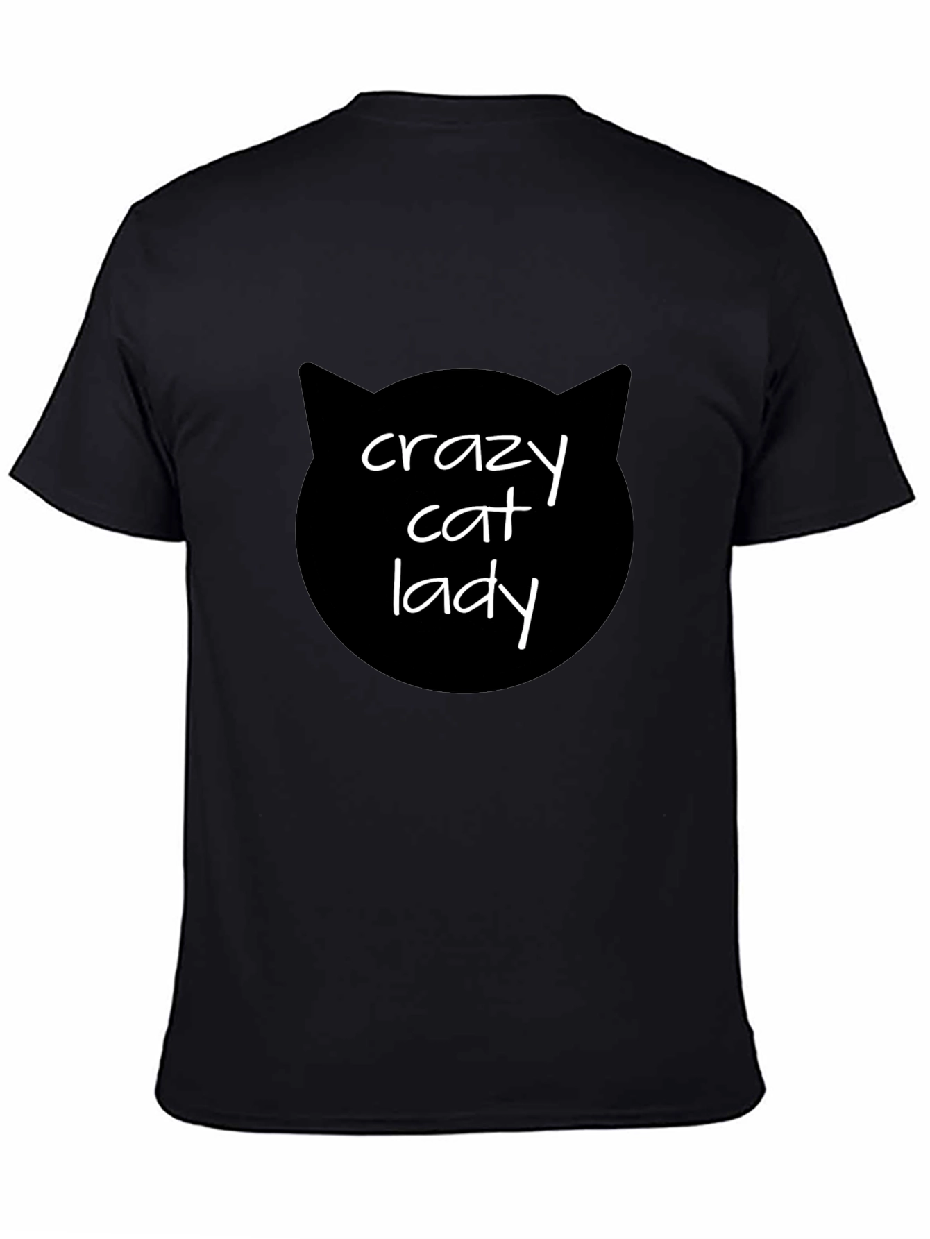 Black Crazy Cat Lady T-Shirt - Black Cat Silhouette Tee view 4