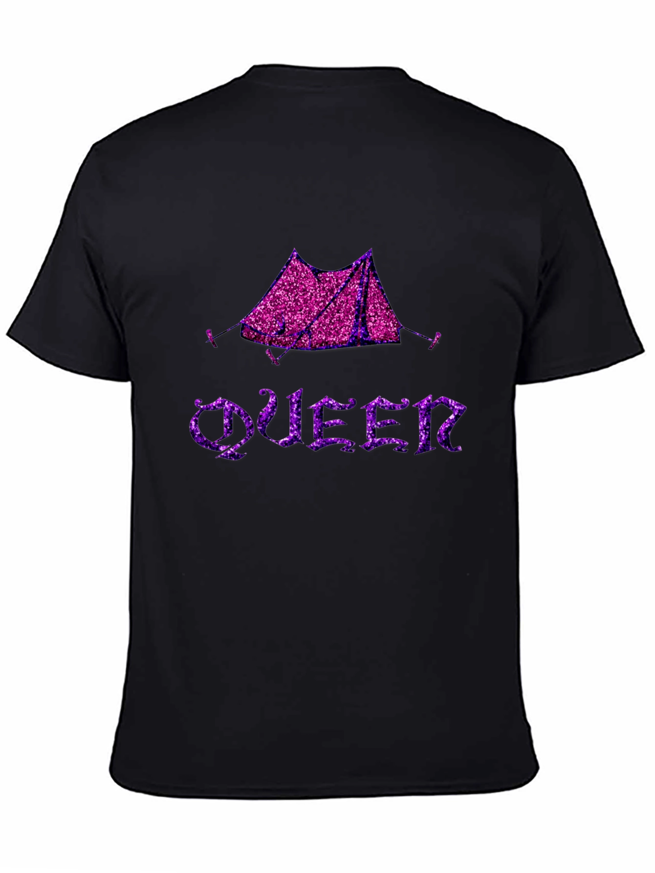 Black Glittery Tent Queen Graphic T-Shirt view 4