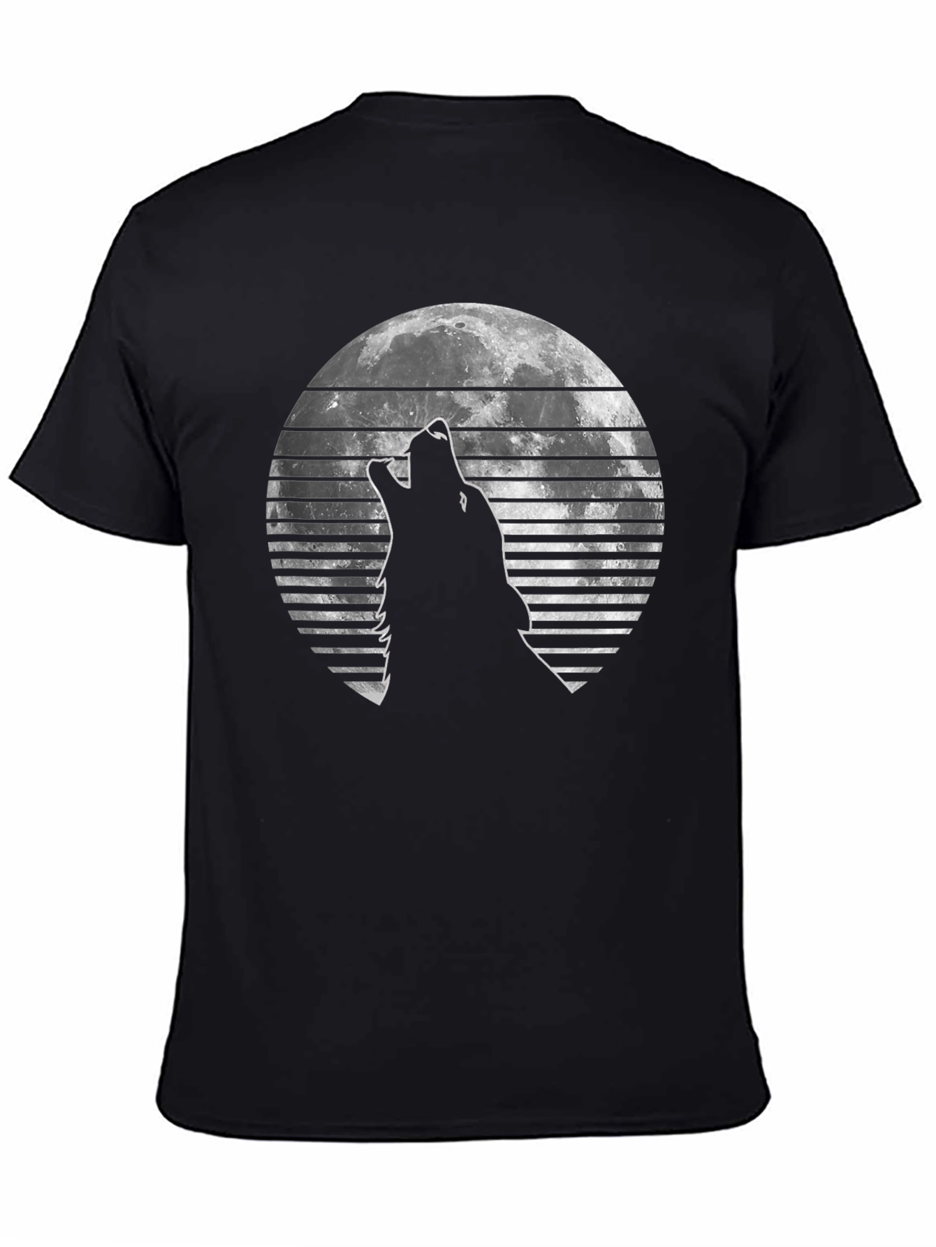 Black Wolf Moon Graphic Tee - Black Cotton T-Shirt view 4