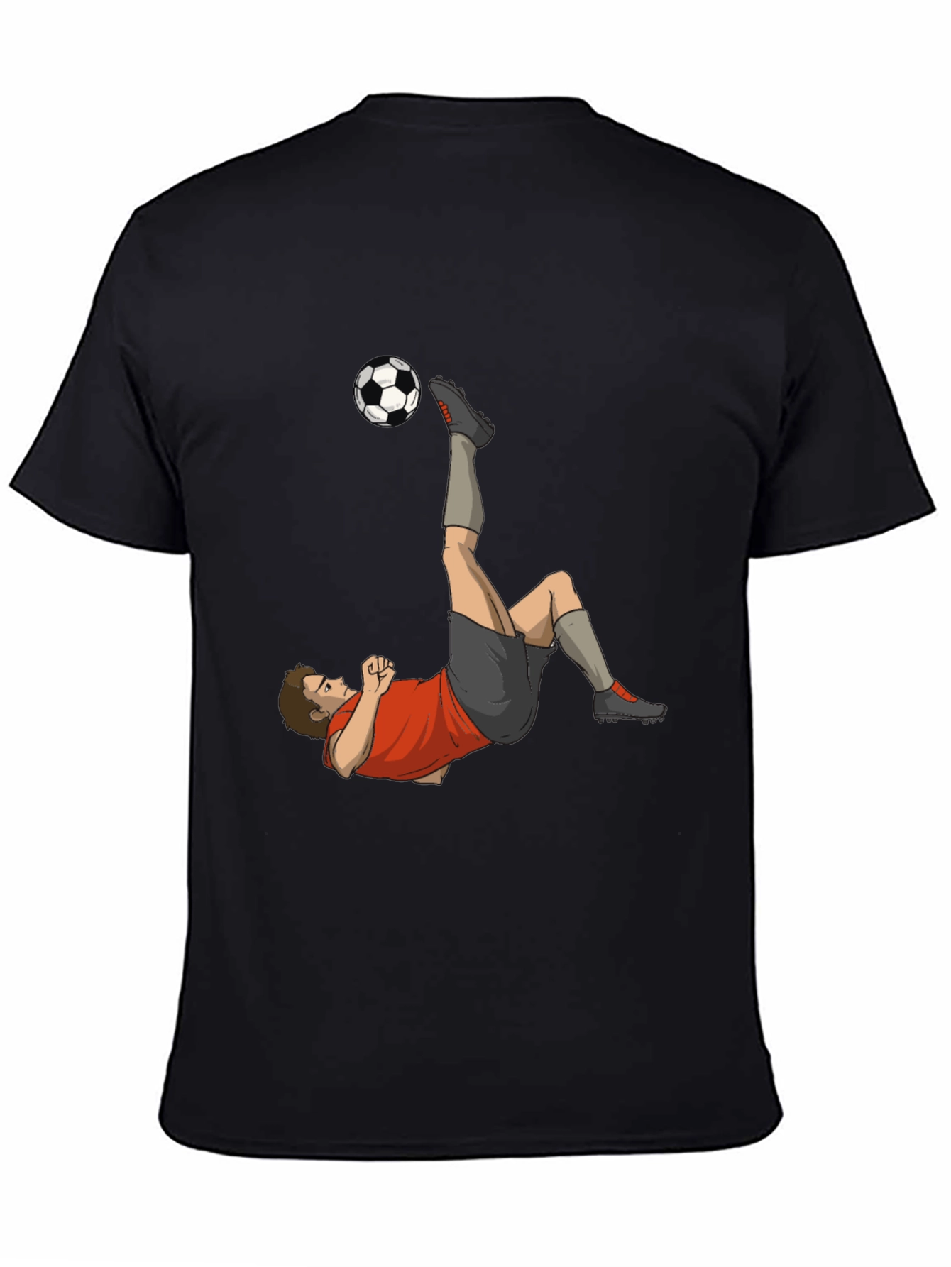 Black Soccer Player Kick Graphic Tee - Black Casual T-Shirt view 4