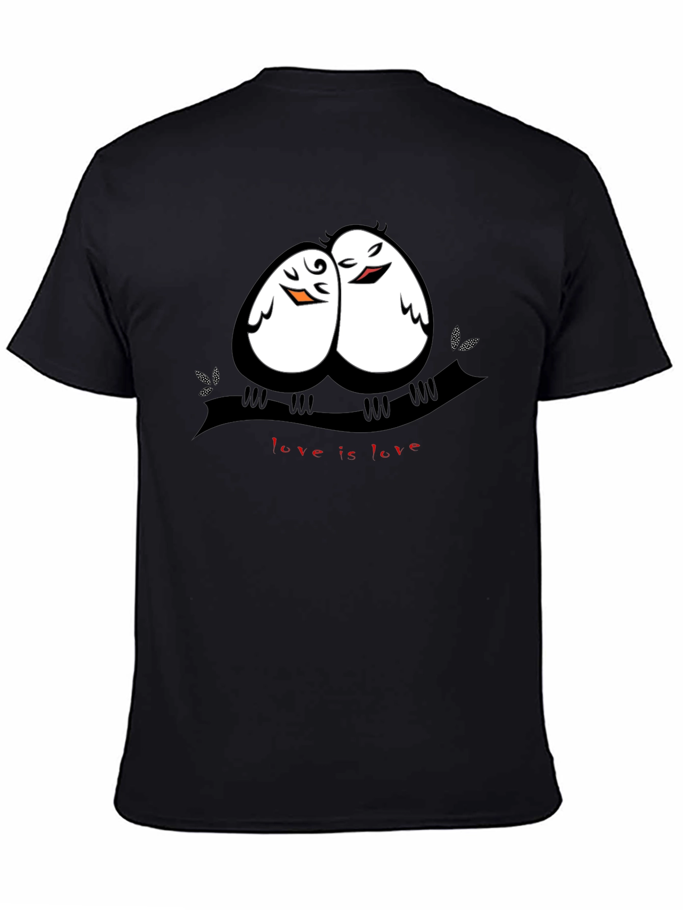 Black Love Birds Graphic Tee -  Unisex Black T-Shirt view 4