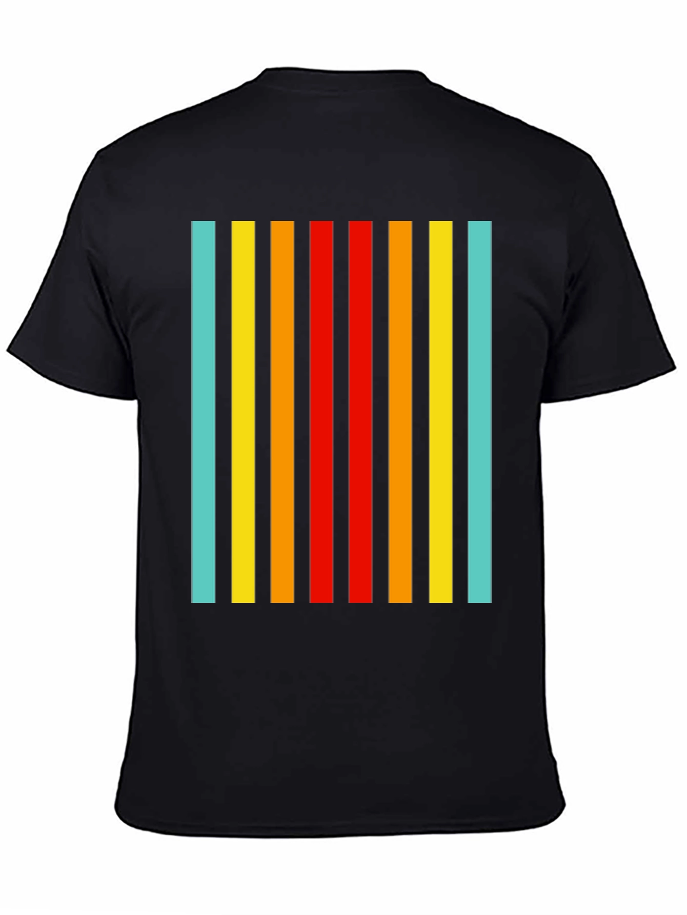 Black Retro Striped Tee - Black Casual T-Shirt view 4
