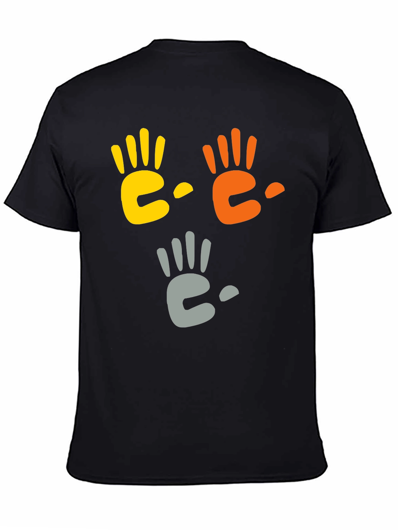 Black Colorful Handprint Graphic Black T-Shirt view 4