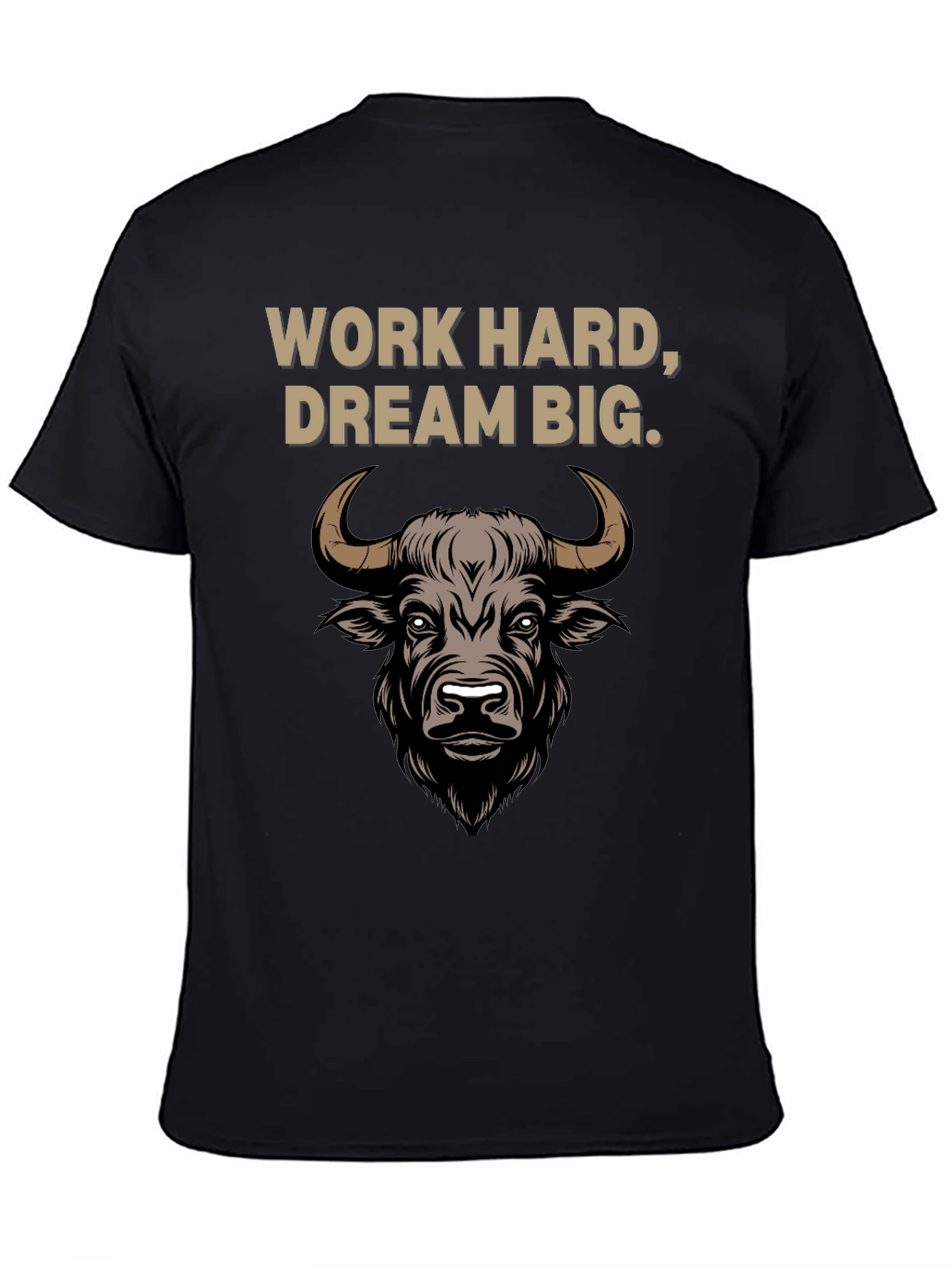 Black Work Hard Dream Big Bull Graphic Tee view 4