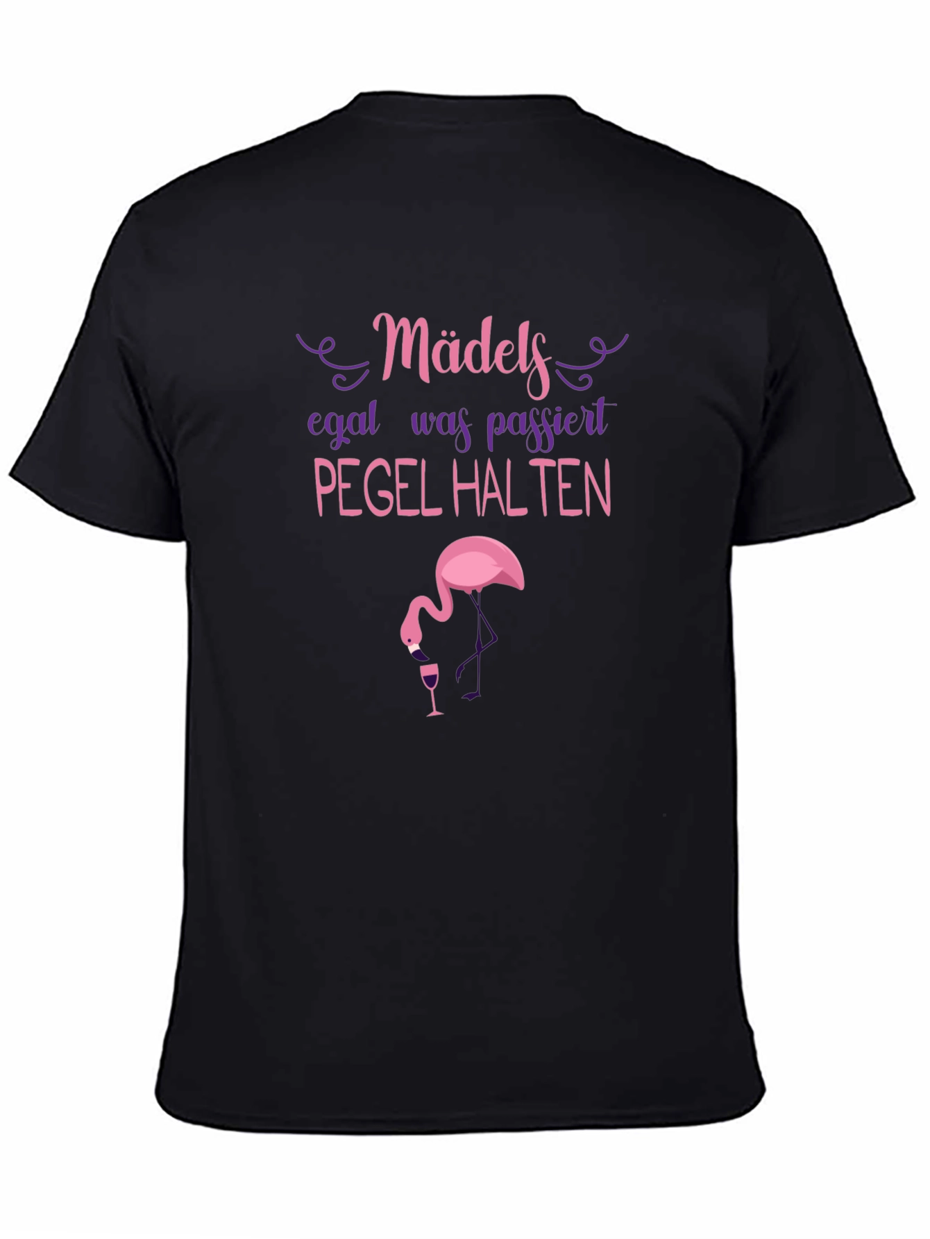 Black Funny German Drinking Flamingo T-Shirt view 4