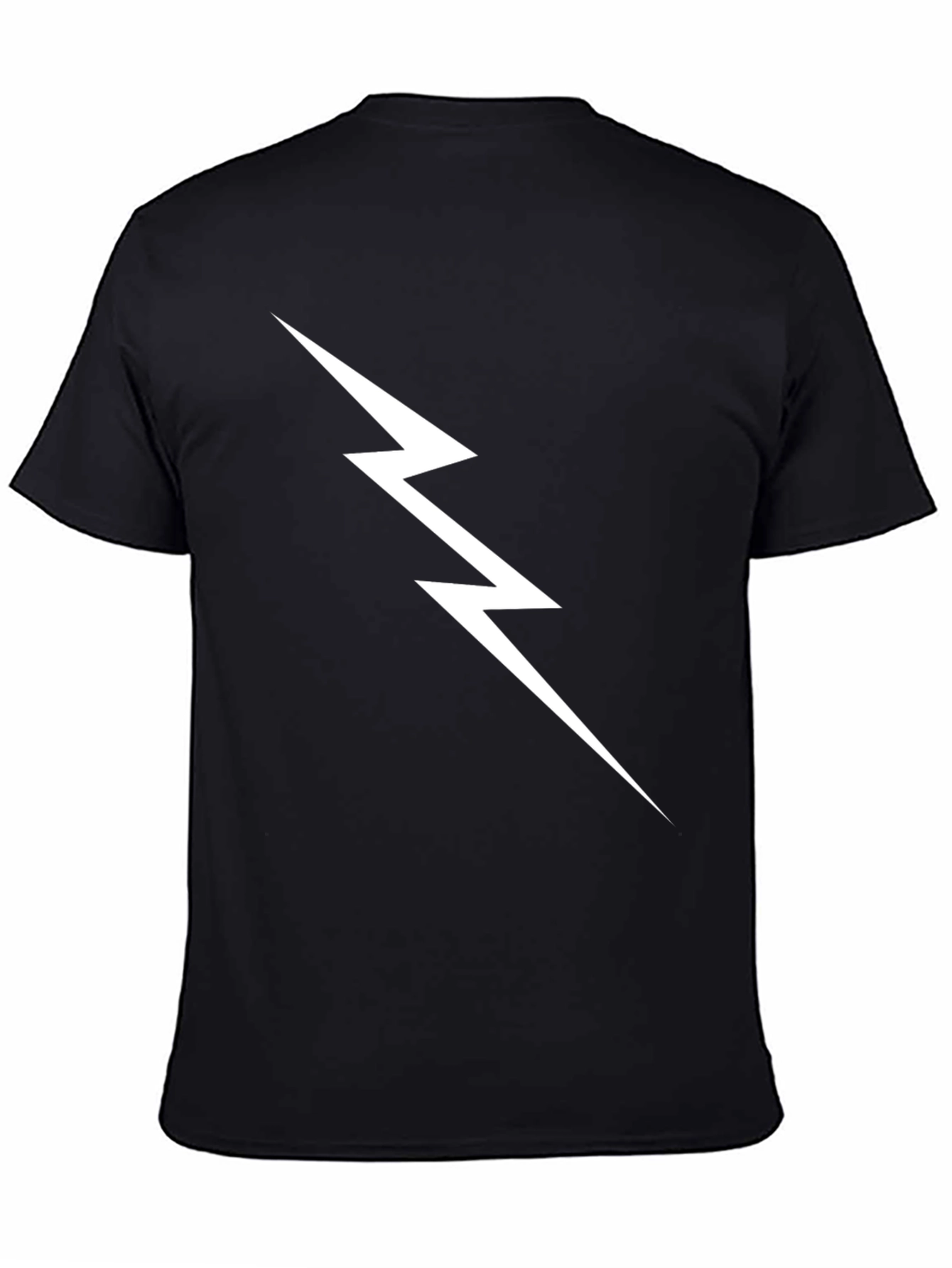 Black Lightning Bolt Graphic Tee - Black Cotton T-Shirt view 4