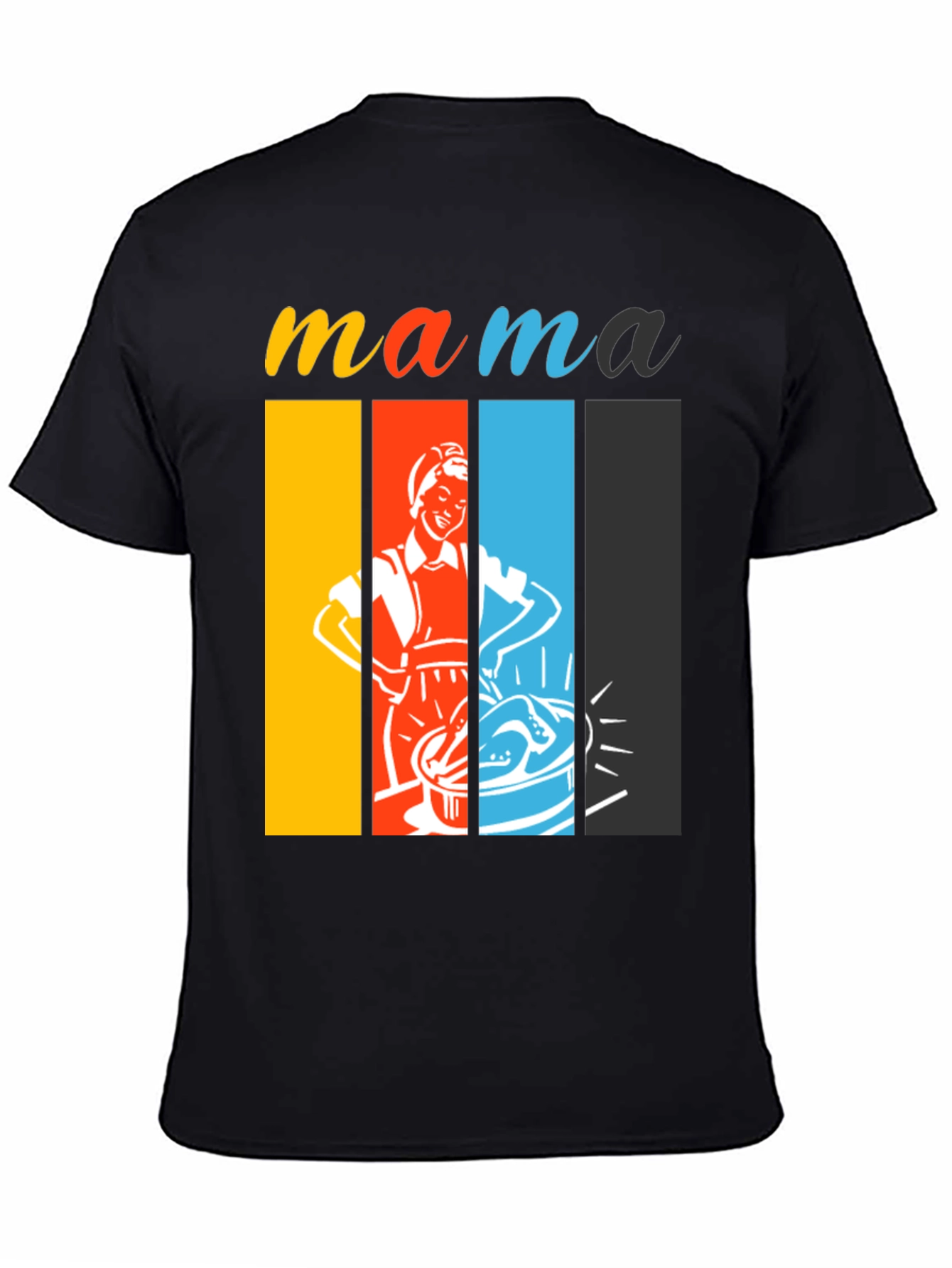 Black Retro Mama T-Shirt - Colorful Design view 4